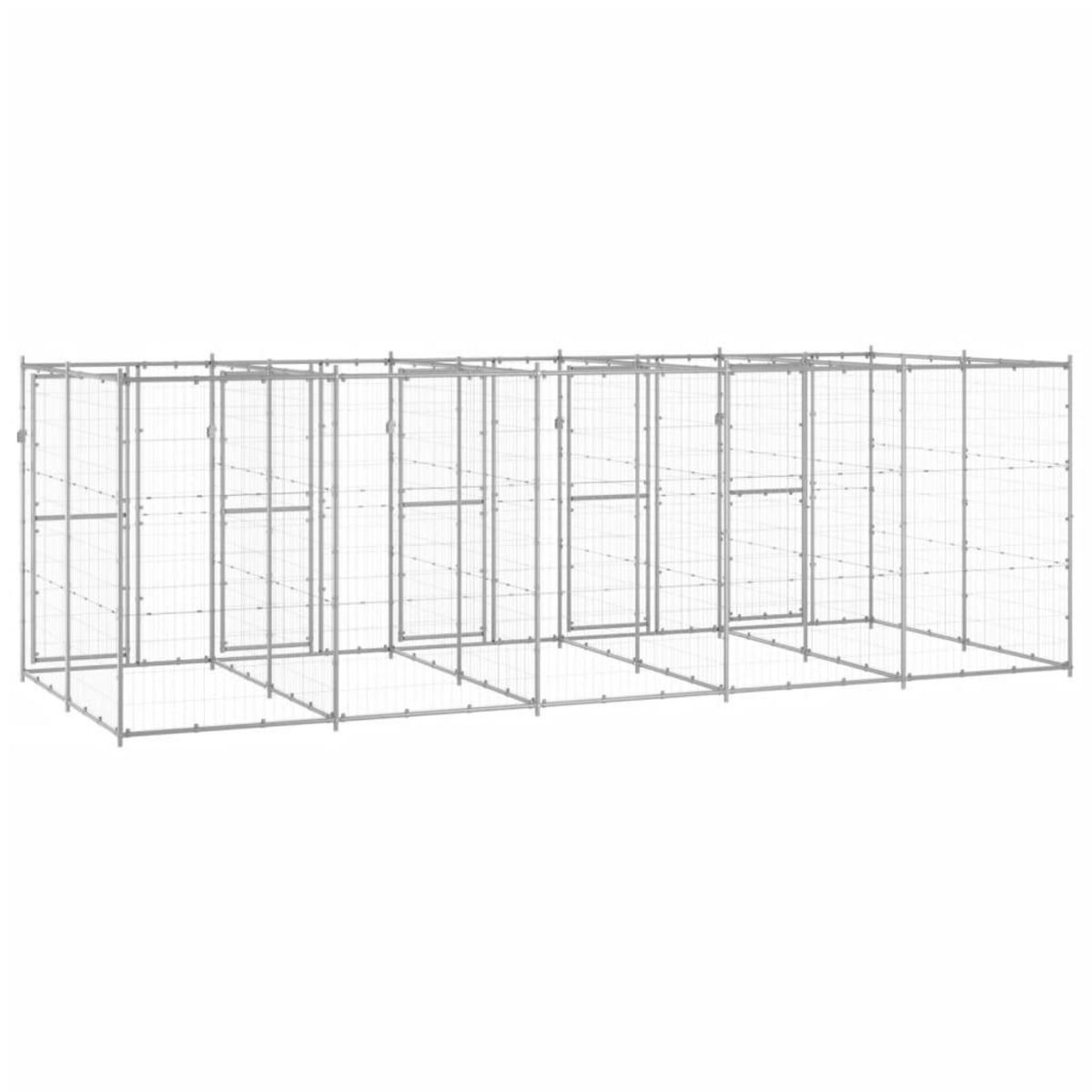 VIDAXL Chenil exterieur Acier galvanise 12,1 m²