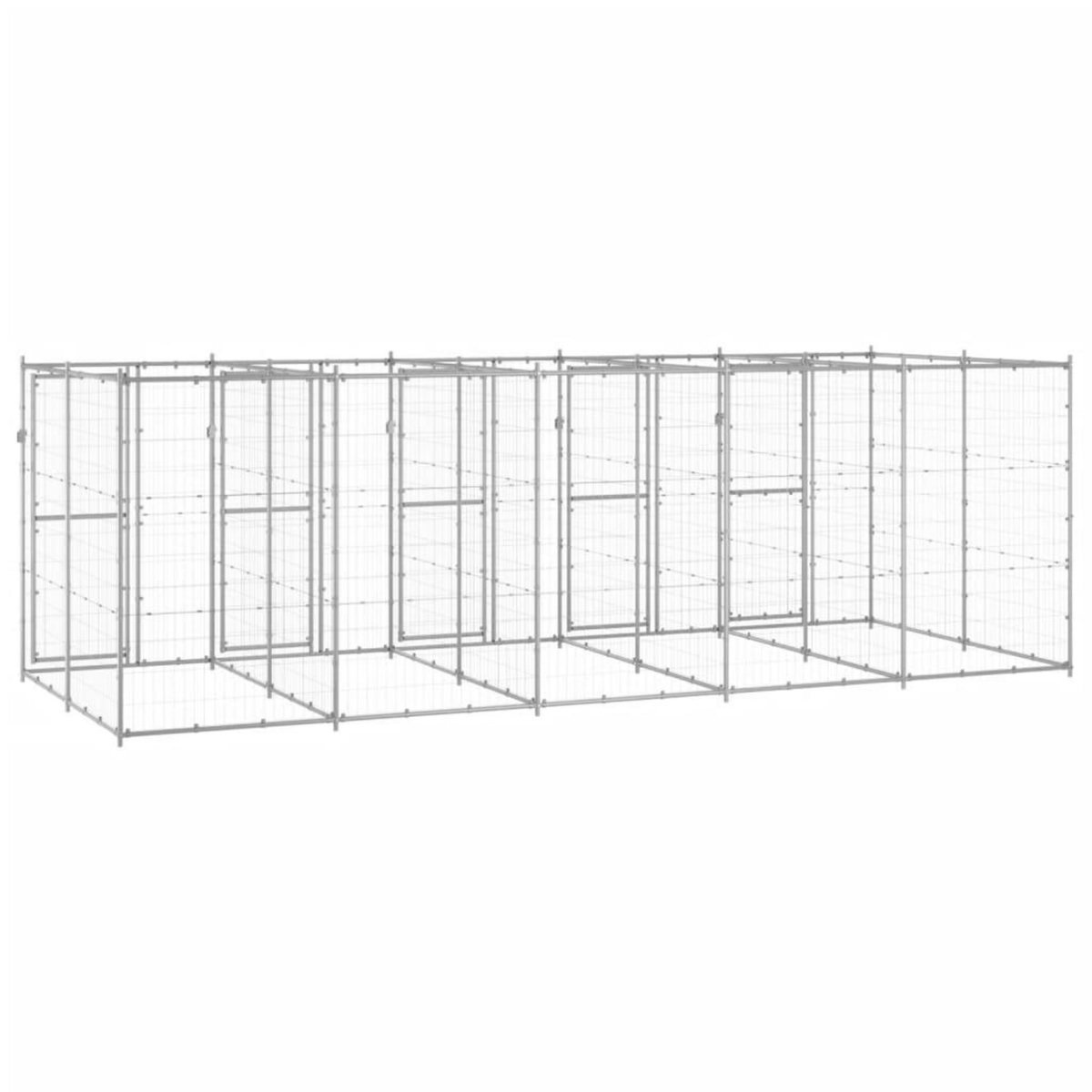 VIDAXL Chenil exterieur Acier galvanise 12,1 m²