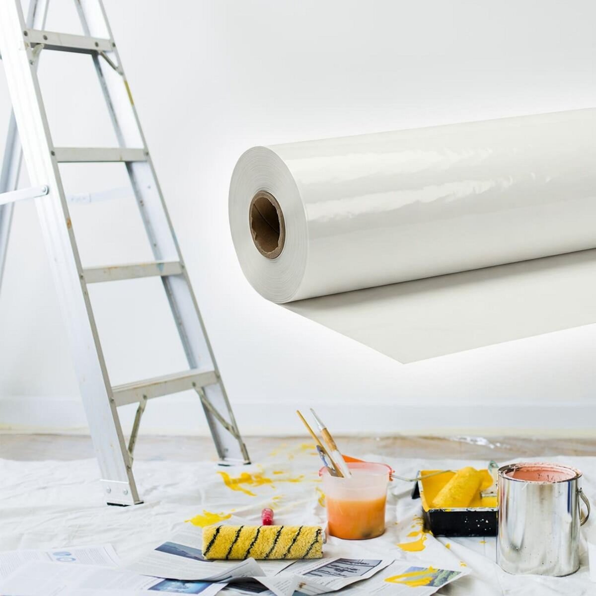 Tecplast Bache peinture 3x25m Protection sol 75 m23x25 m en Rouleau, Polyéthylène Translucide 80 Microns, Bâche Chantier Résistante