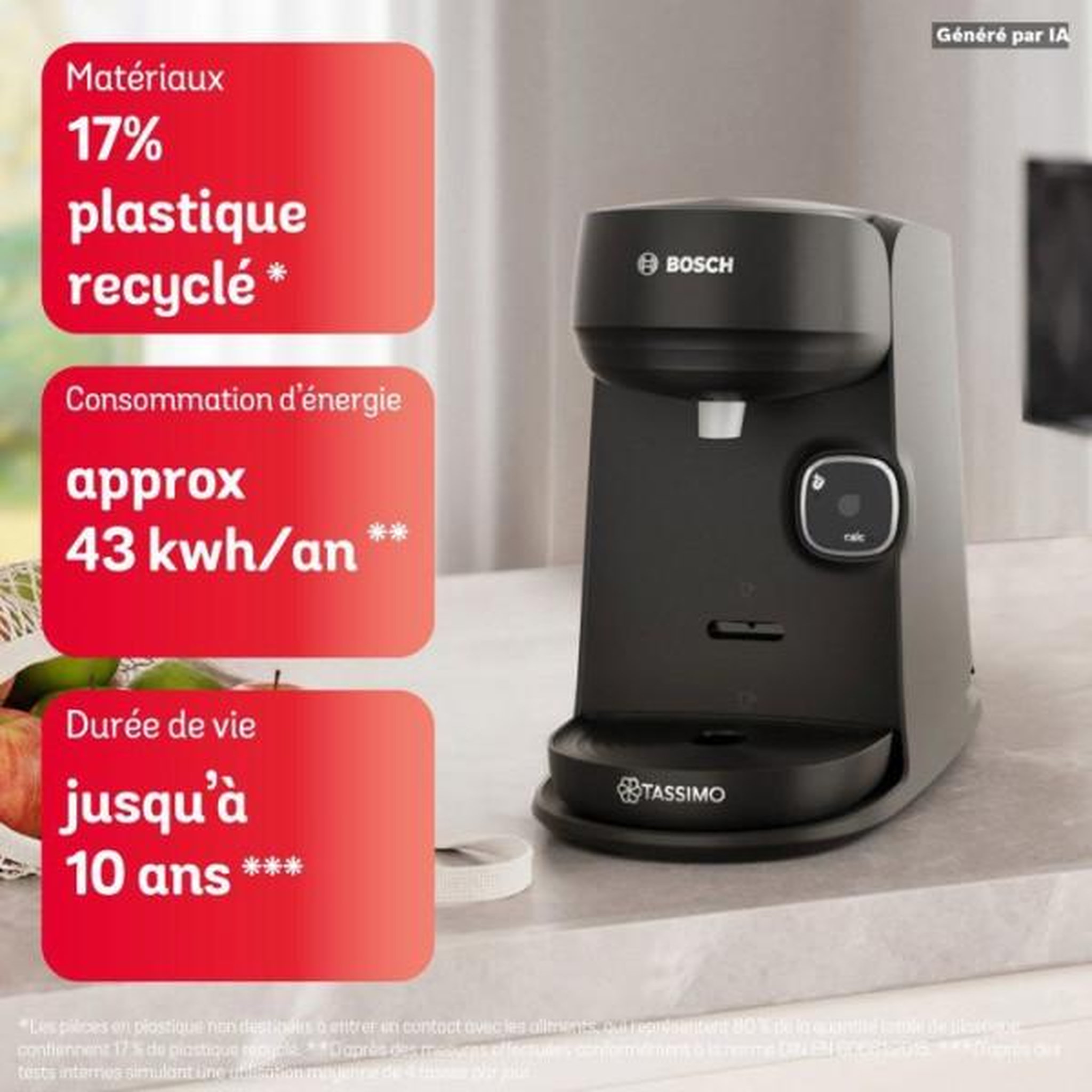 Voir la diapositive 4 : BOSCH Machine a Cafe  a cafe multi-boissons - BOSCH TASSIMO - T17 Harmony TAS172B noir - 0,85l - 1400W - fonction IntensityBoost