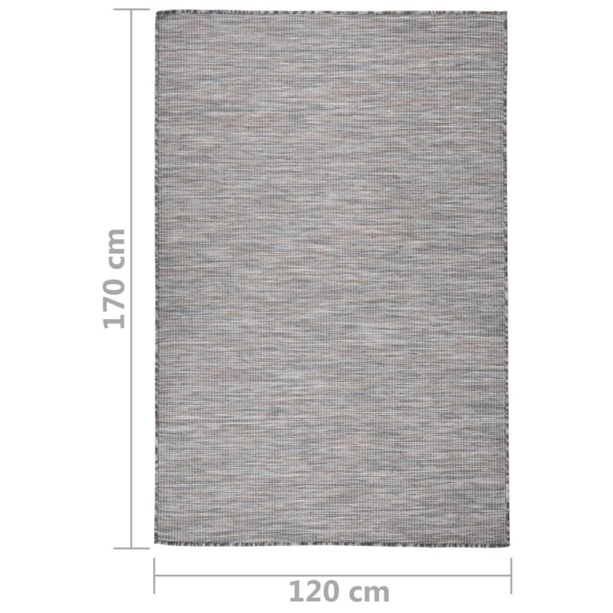 VIDAXL Tapis a tissage plat d'exterieur 120x170 cm Marron et bleu