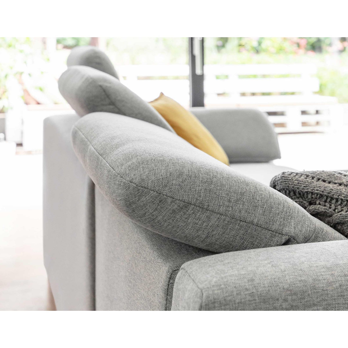 BEST MOBILIER Clever - canapé d'angle gauche - 5 places - convertible avec coffre et têtières - en tissu