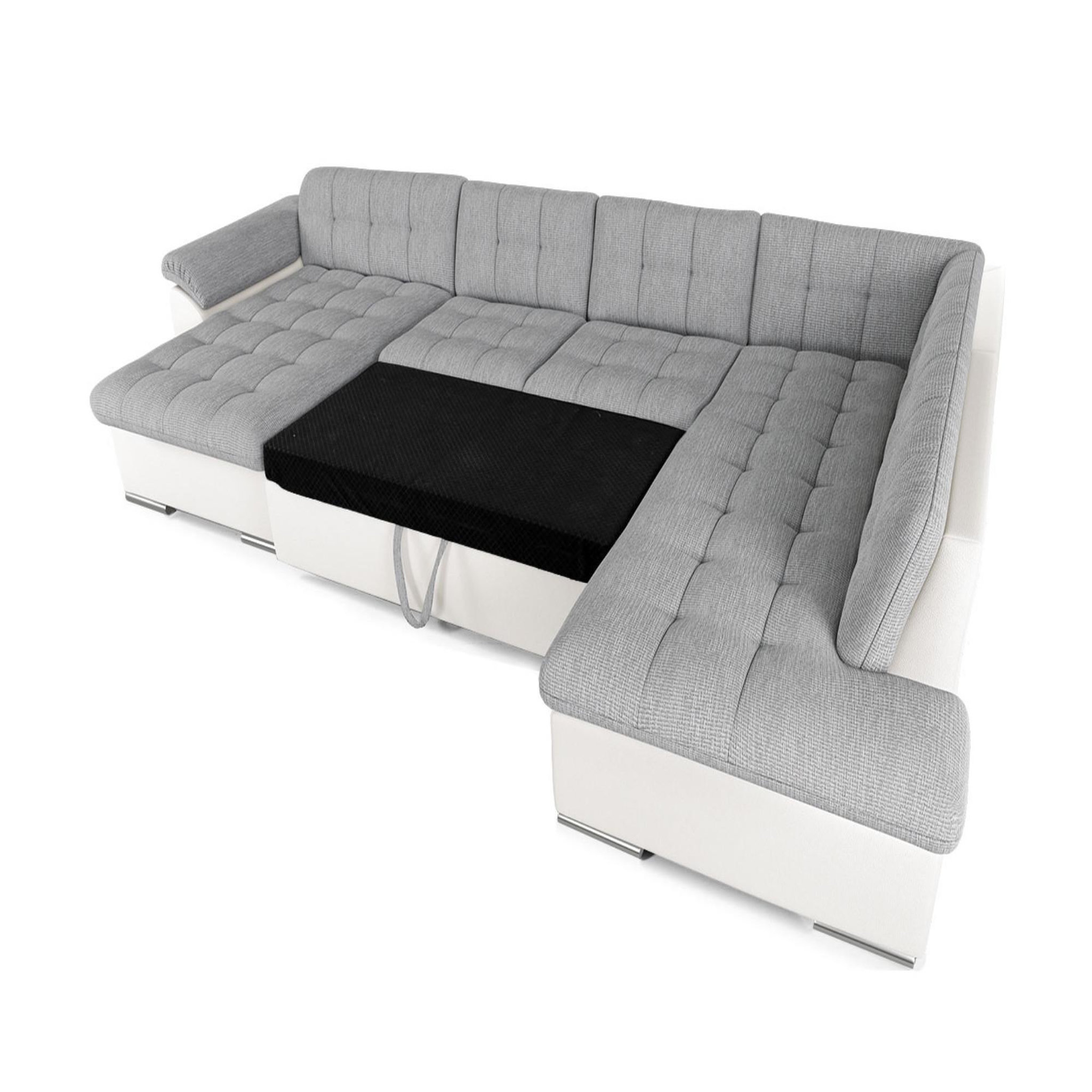 Voir la diapositive 2 : BEST MOBILIER Chuck - canapé panoramique xxl - convertible avec coffre - 7 places - droit
