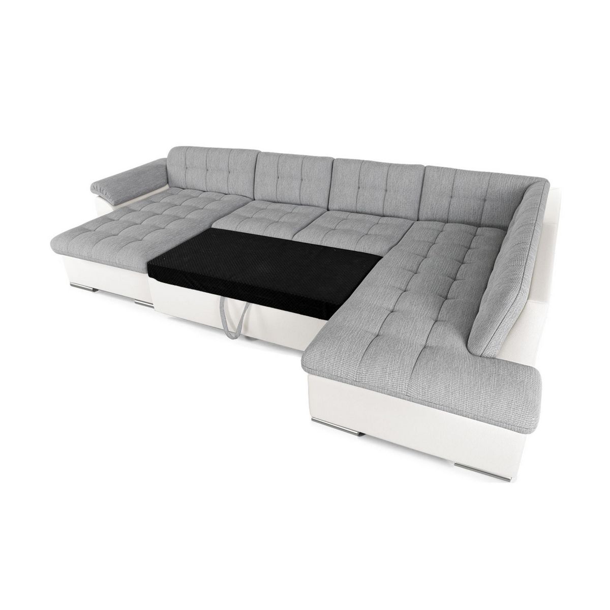 BEST MOBILIER Chuck - canapé panoramique xxl - convertible avec coffre - 7 places - droit