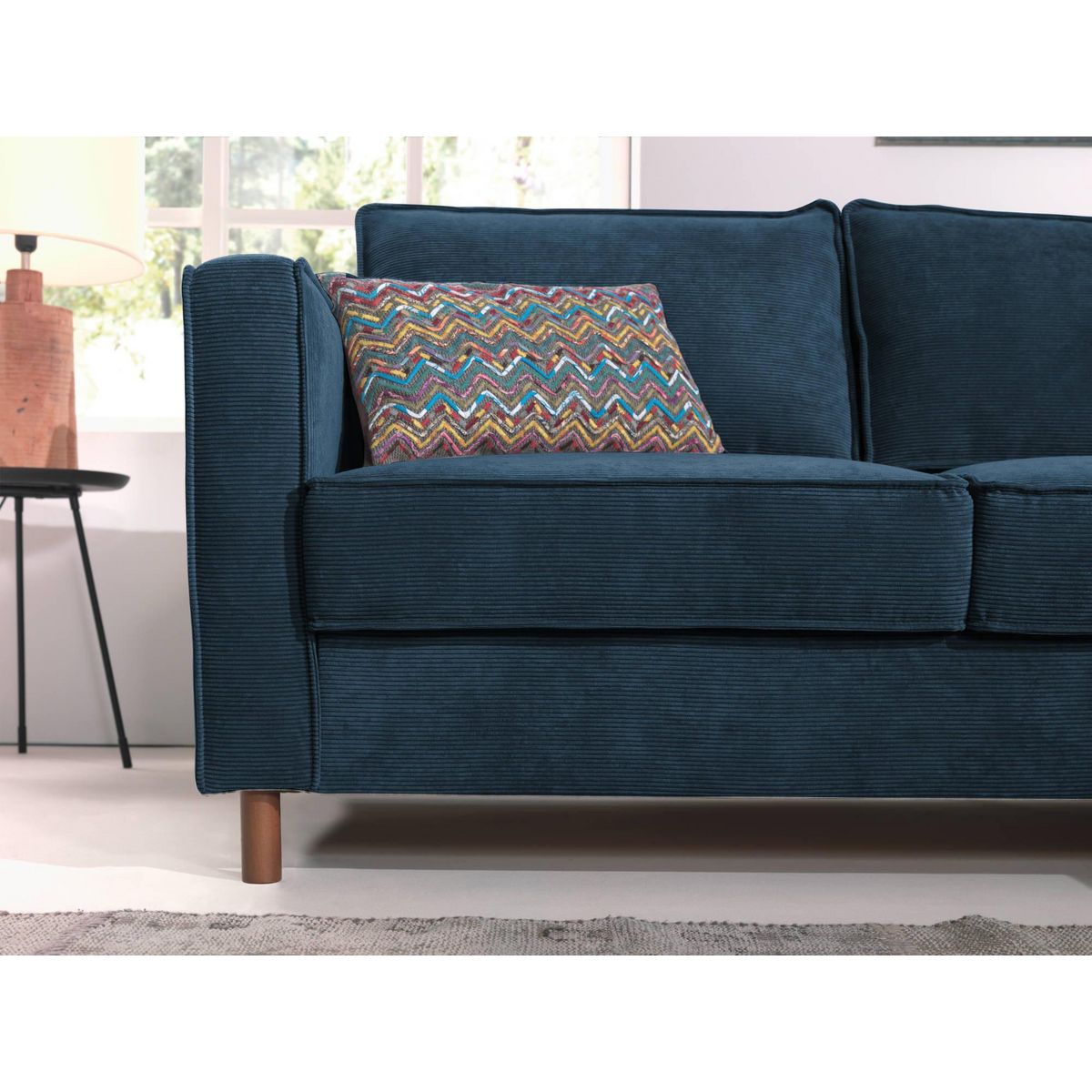 LISA DESIGN Jake - canapé d'angle droit - convertible - 5 places - en velours côtelé