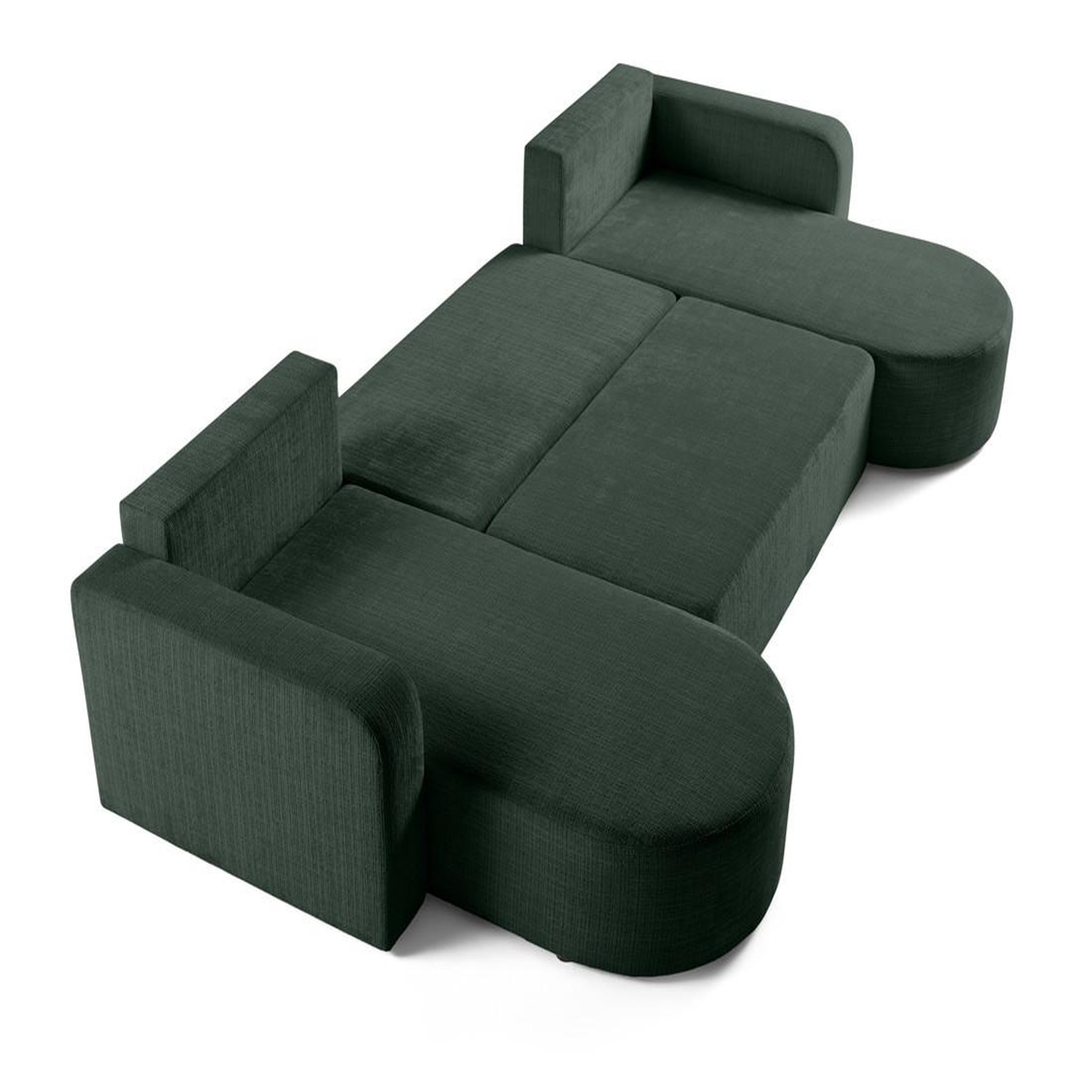 Voir la diapositive 3 : BEST MOBILIER Miro - canapé panoramique en u 7 places - convertible avec coffre - en velours texturé