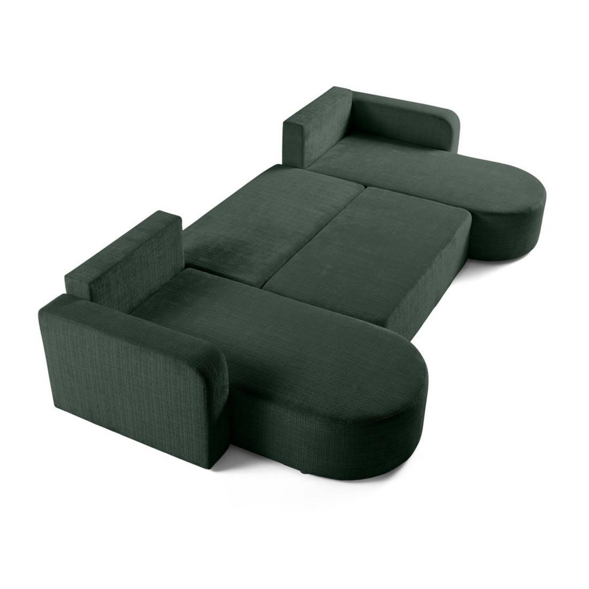 BEST MOBILIER Miro - canapé panoramique en u 7 places - convertible avec coffre - en velours texturé