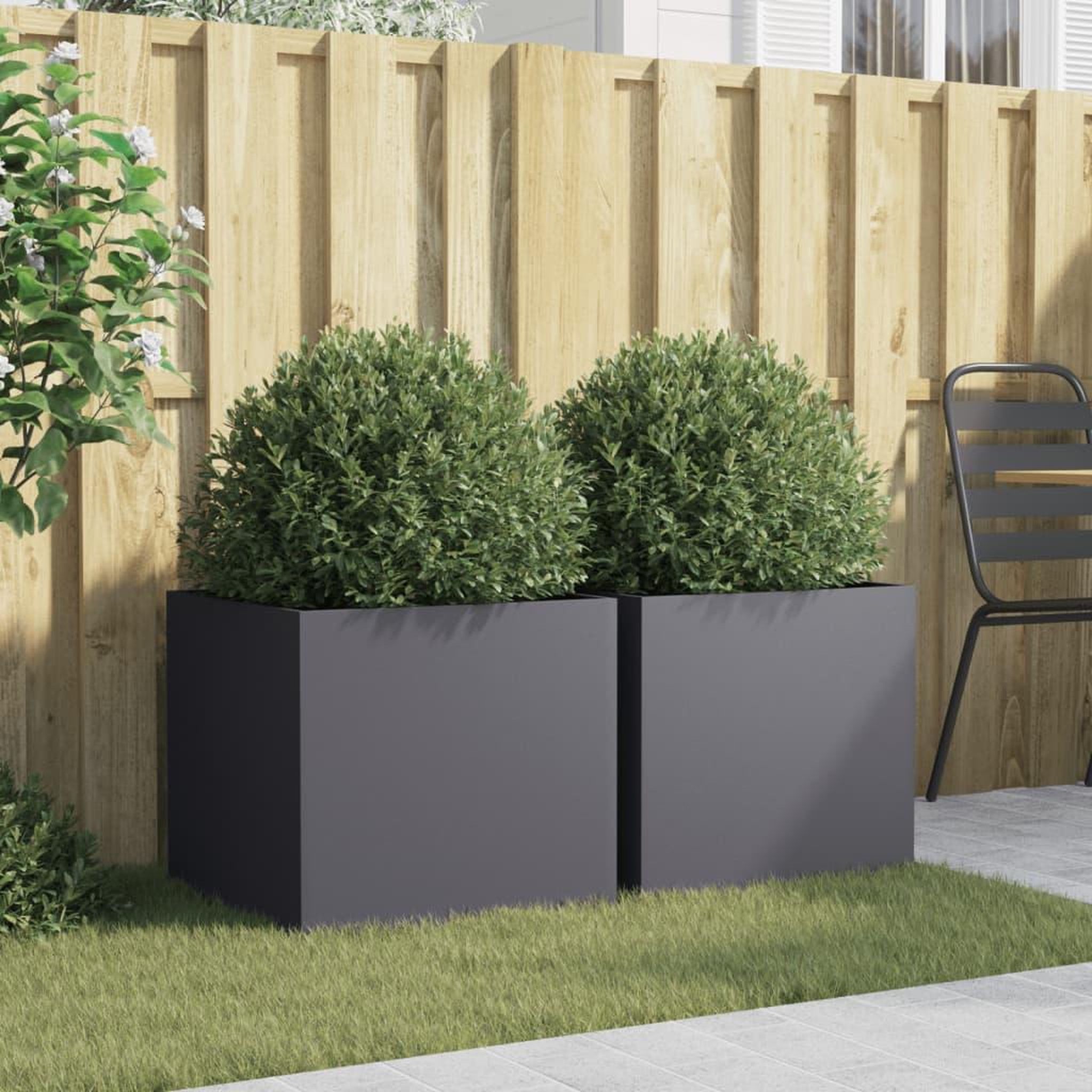 Voir la diapositive 3 : VIDAXL Jardinieres 2 pcs anthracite 49x47x46 cm acier