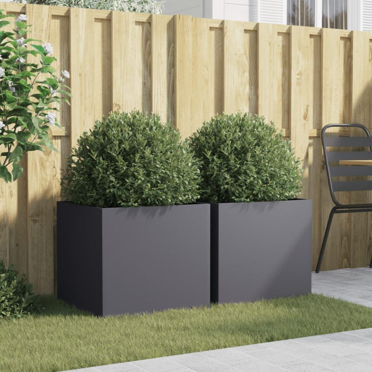 VIDAXL Jardinieres 2 pcs anthracite 49x47x46 cm acier