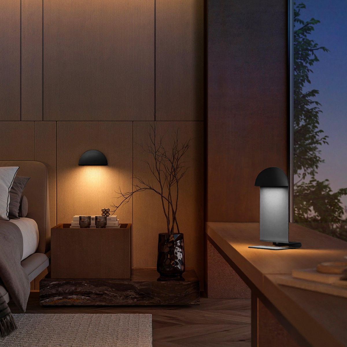 Lumisky Lampe de table design MIDI Noir Aluminium H28,2cm