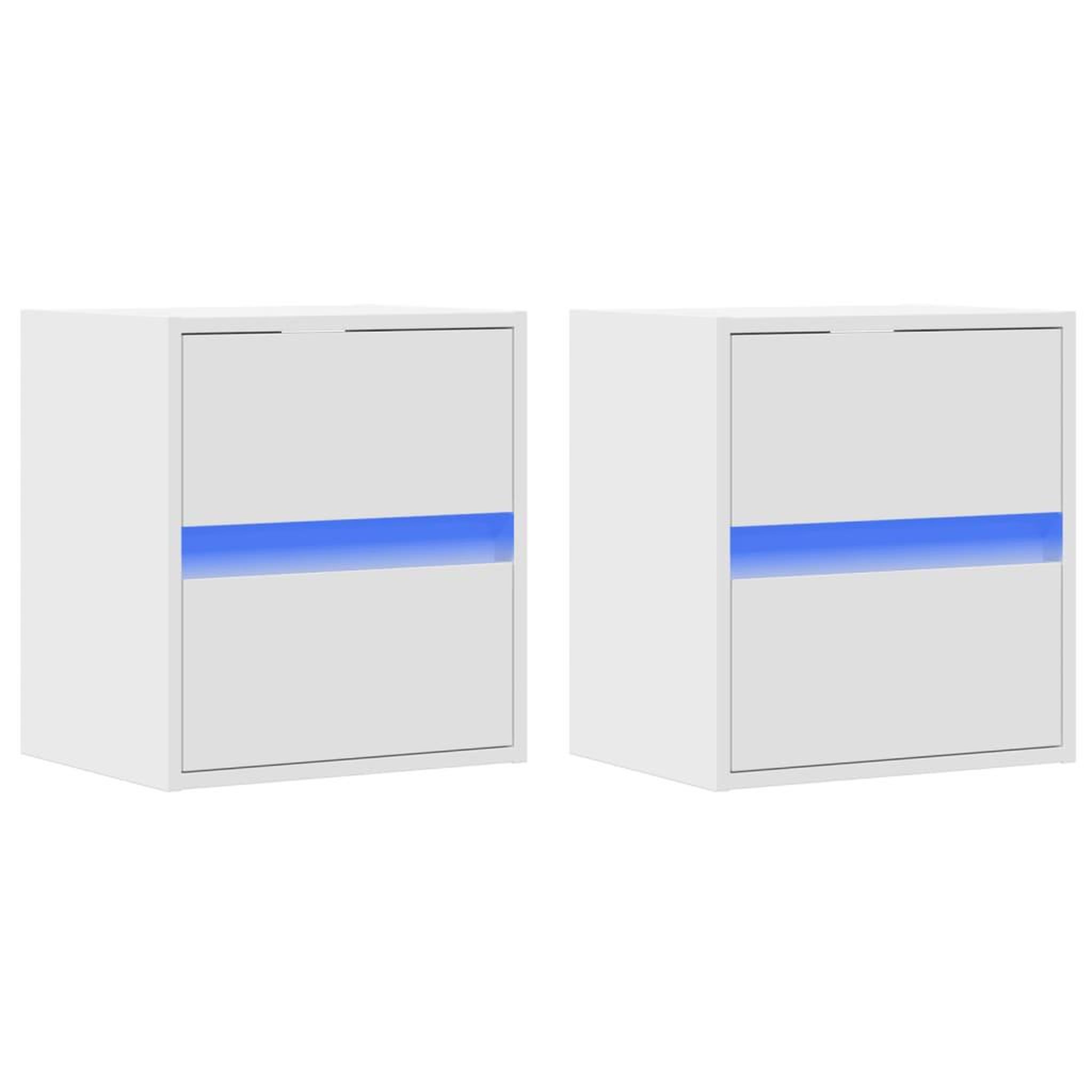 Voir la diapositive 5 : VIDAXL Tables de chevet murales avec lumieres LED 2 pcs blanc