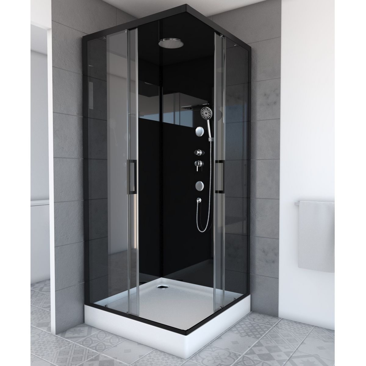 Aurlane Cabine de douche Mirror Square Hydromassante angle - 90x90