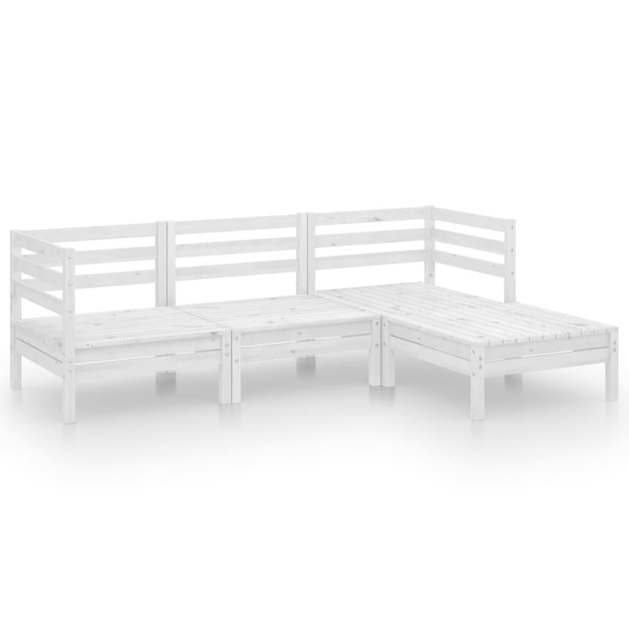 Voir la diapositive 2 : VIDAXL Salon de jardin 4 pcs Bois de pin massif Blanc