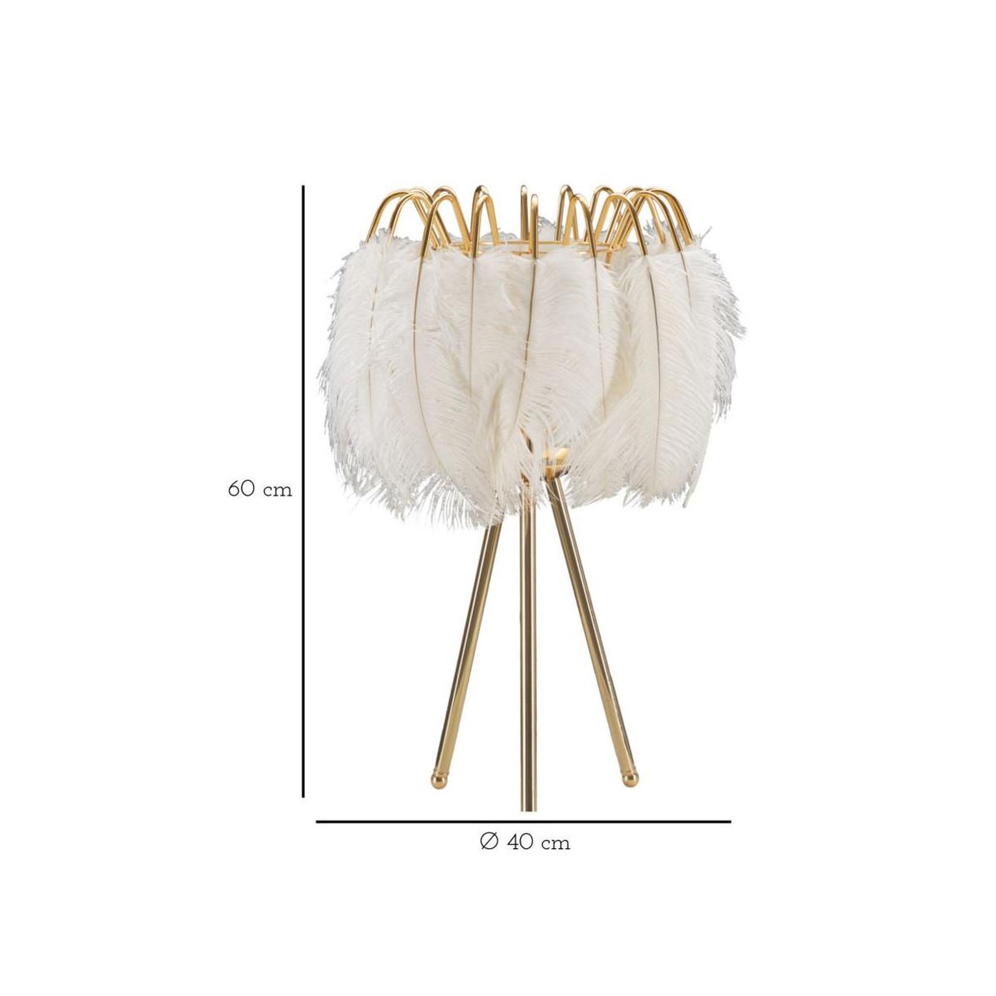 Voir la diapositive 6 : Paris Prix Lampe à poser imitation plume  stand  60cm or & blanc