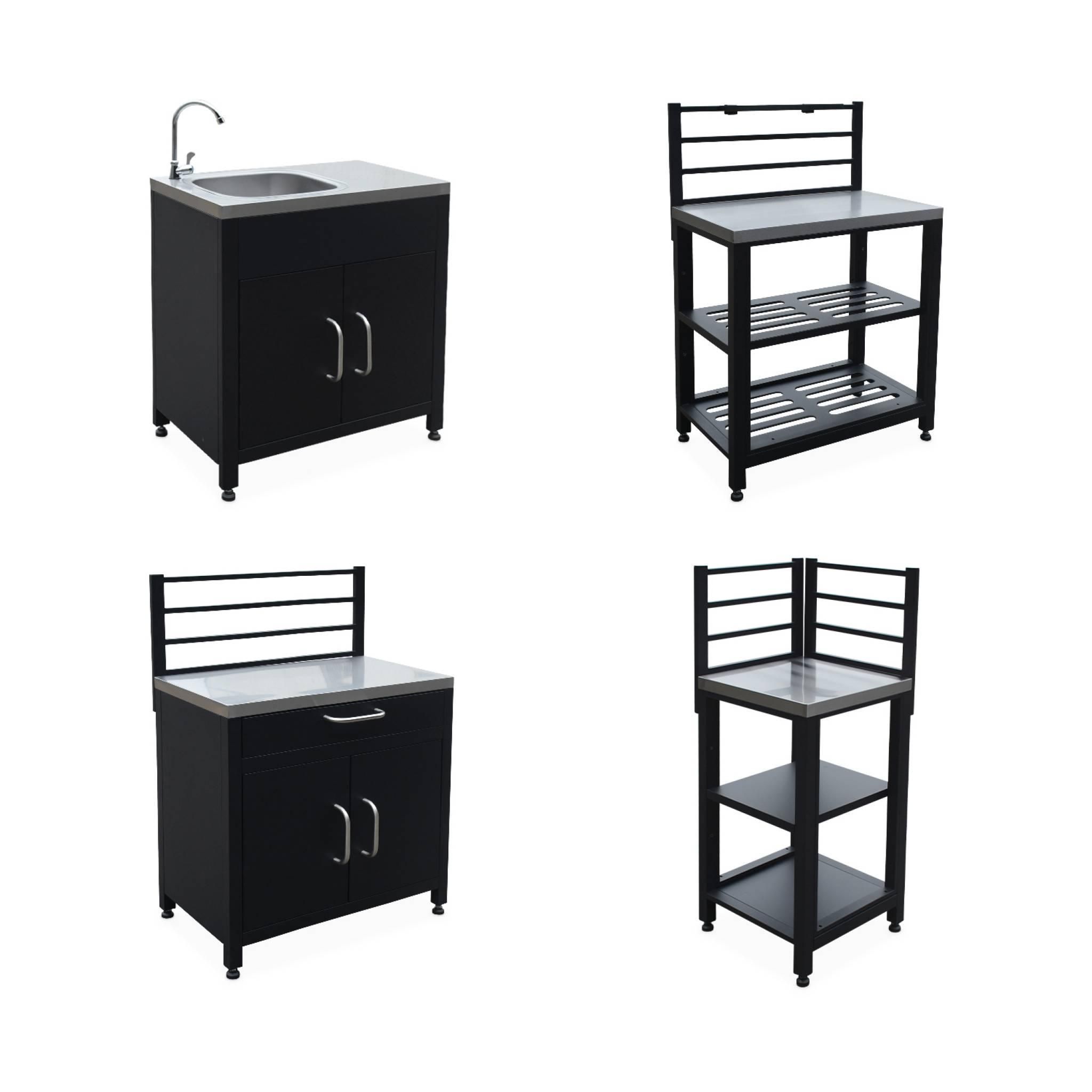 Cuisine Extérieure Acier Et Décor Bois 1 évier 2 Portes 1 Crochet L80cm Milos Sweeek 6984beee0ead561081be52a7