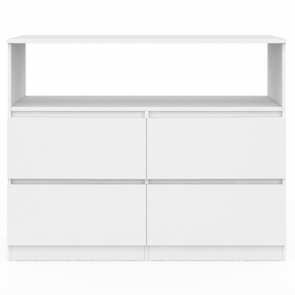 ID MARKET Commode 4 tiroirs TOMI 100 cm avec niche bois blanc