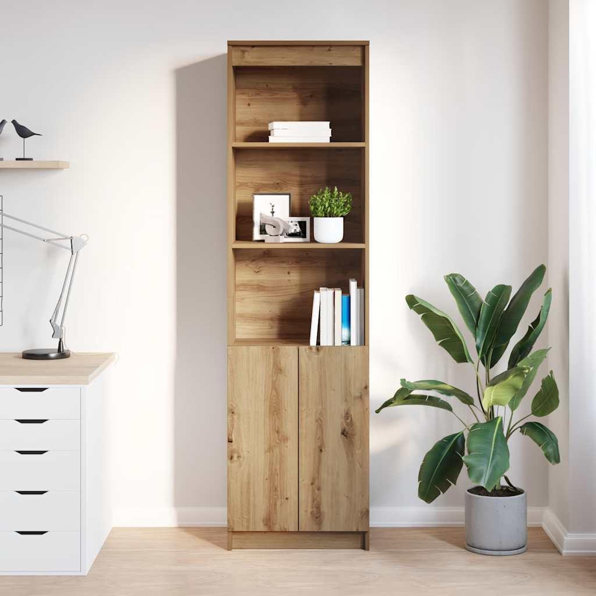 Voir la diapositive 3 : VIDAXL Buffet haut chene artisanal 50x35x180 cm bois d'ingenierie