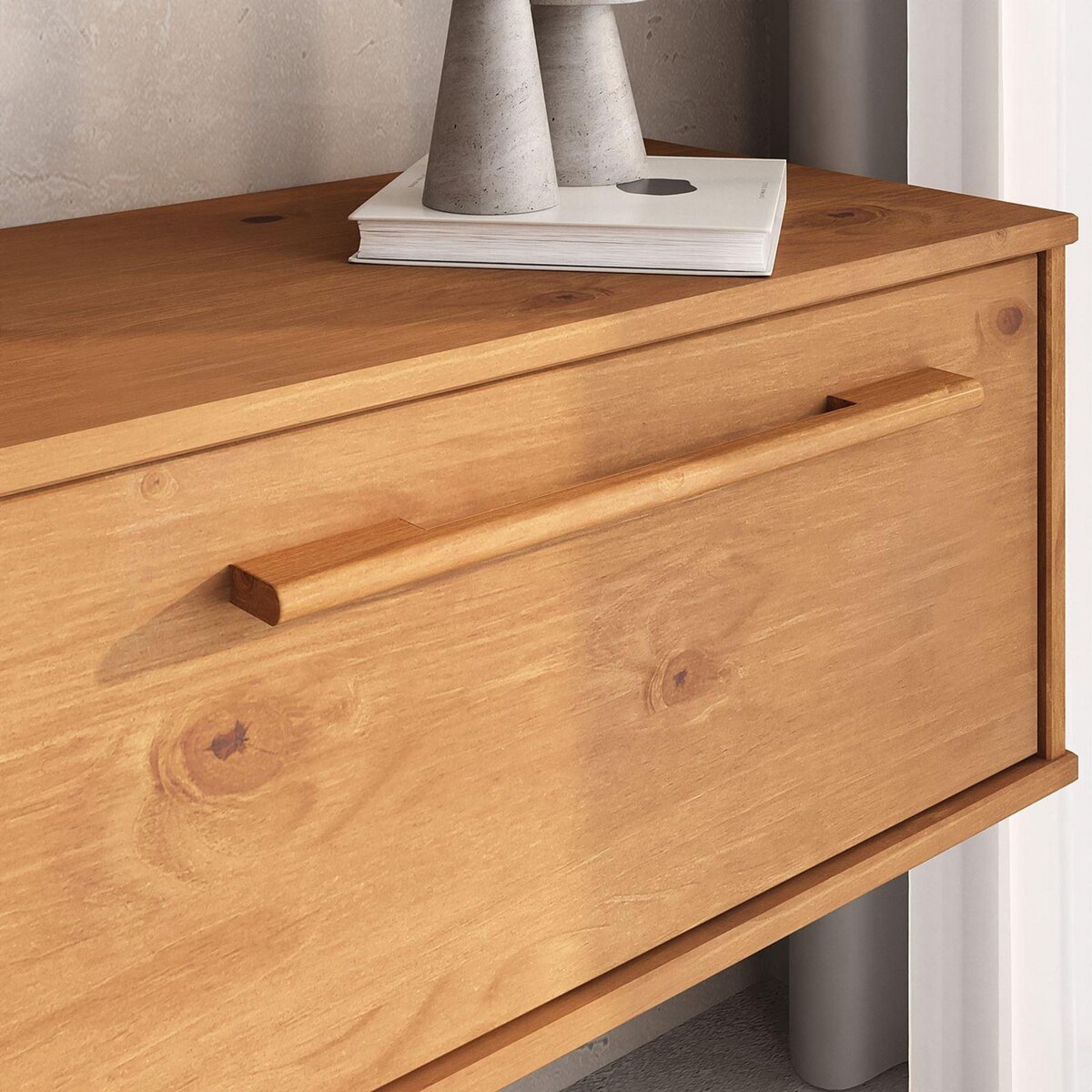 IDIMEX Meuble TV suspendu TECCA L 180 cm 3 portes en bois massif