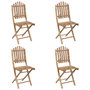 Voir la diapositive 4 : VIDAXL Ensemble a manger d'exterieur pliable 5pcs avec coussins Bambou