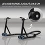 Voir la diapositive 5 : HOMCOM Béquille d'atelier moto avant leve moto support pour moto avec bras oscillant en U et en L, support universel de levage pour atelier en acier noir