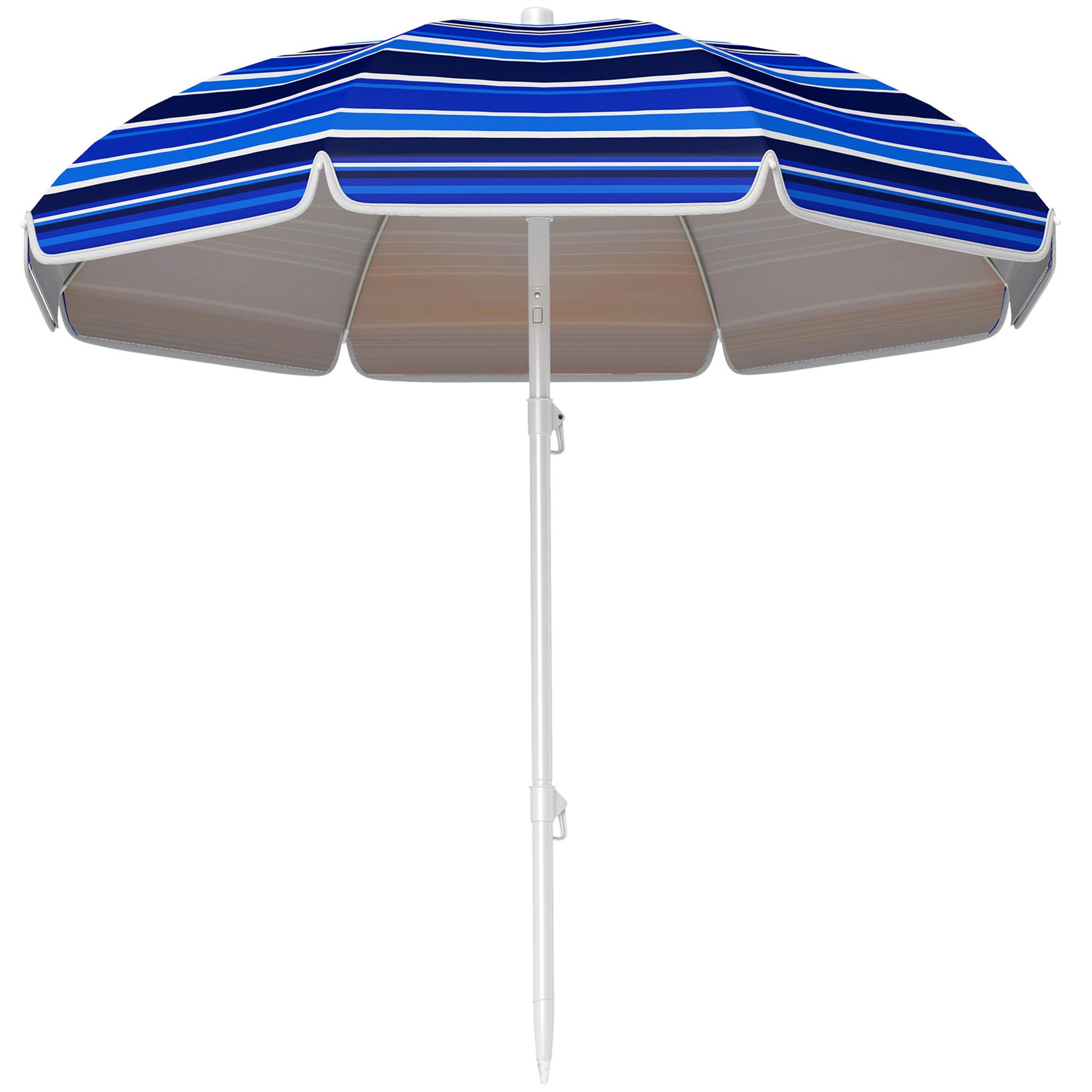 OUTSUNNY Parasol de plage inclinable rond dia. 1,8 m UPF50+ sac de transport inclus bleu blanc rayé
