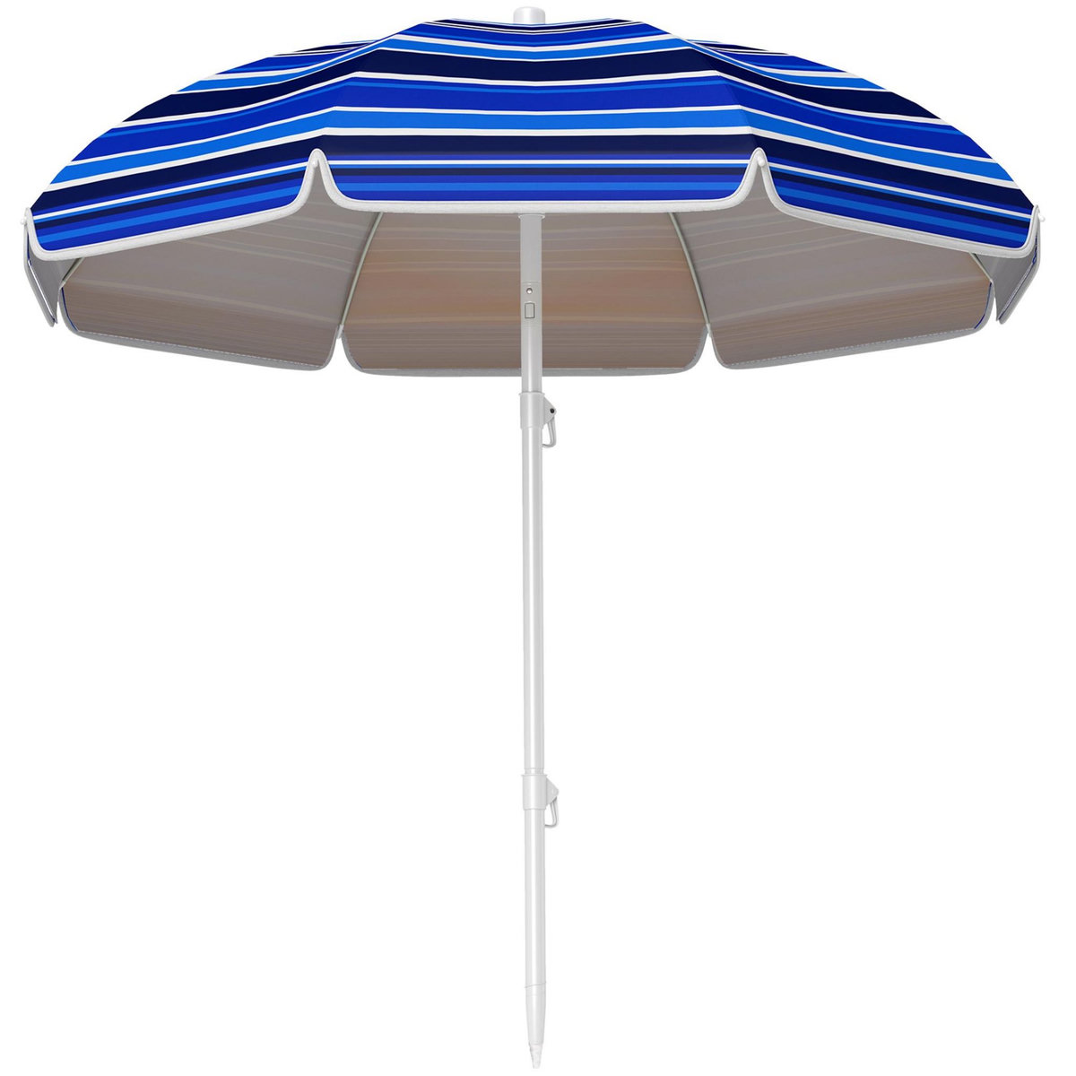 OUTSUNNY Parasol de plage inclinable rond dia. 1,8 m UPF50+ sac de transport inclus bleu blanc rayé