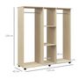 Voir la diapositive 3 : HOMCOM Armoire penderie meuble de rangement mobile 6 roulettes 120L x 40l x 128H cm panneaux de particules aspect bois chêne