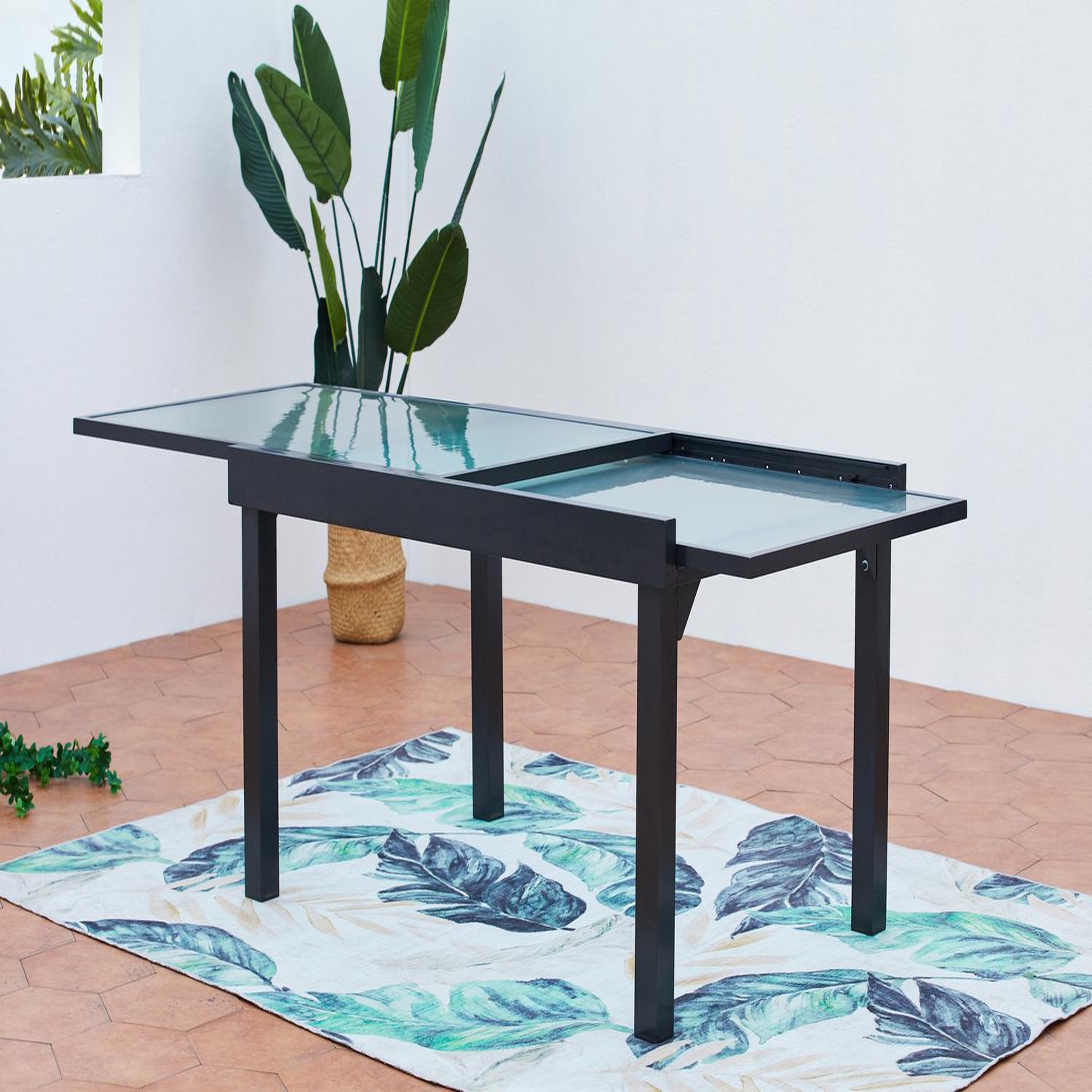 Voir la diapositive 2 : CONCEPT USINE Table de jardin extensible en aluminium grise BRESCIA