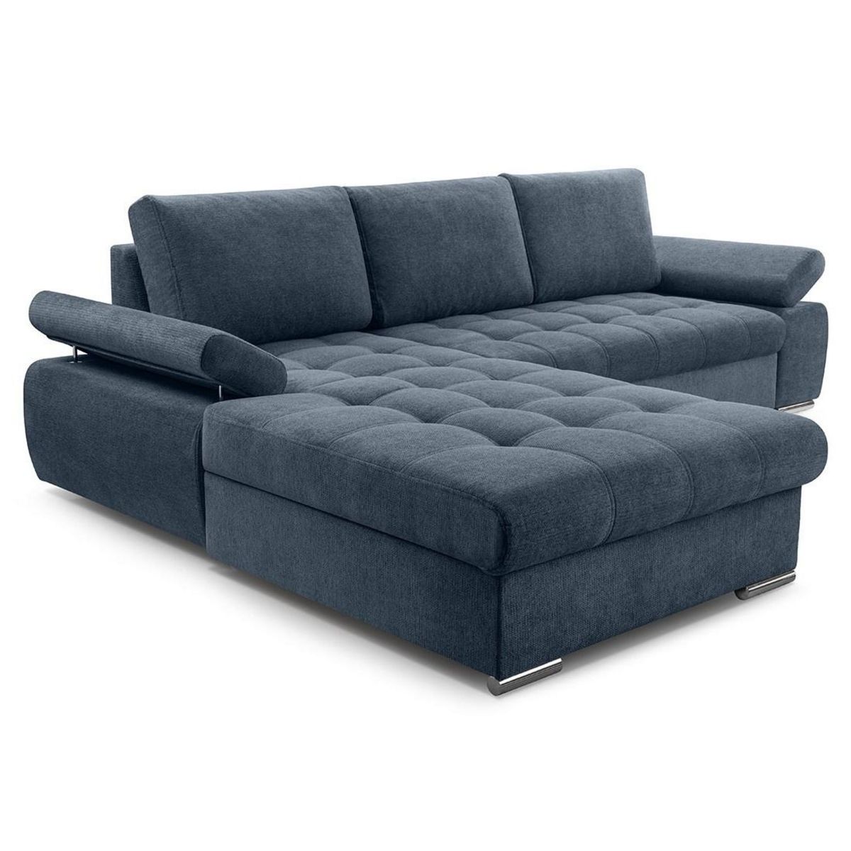 BEST MOBILIER Bianca - canapé d'angle gauche 4 places convertible avec coffre en tissu texturé