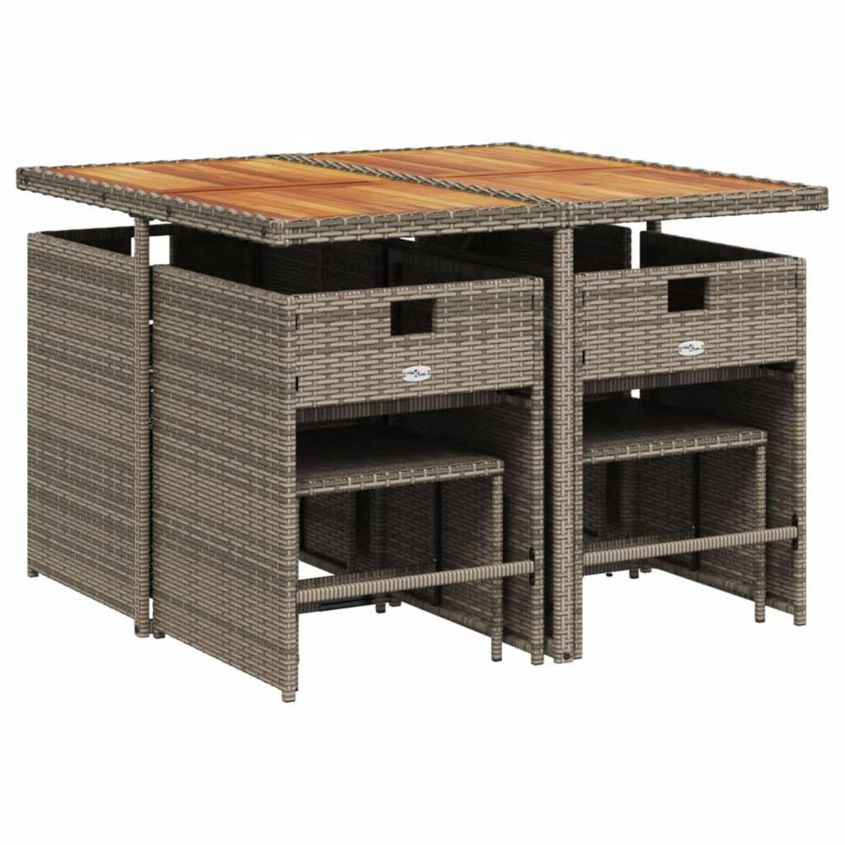 VIDAXL Ensemble a manger de jardin 9 pcs coussins gris resine tressee