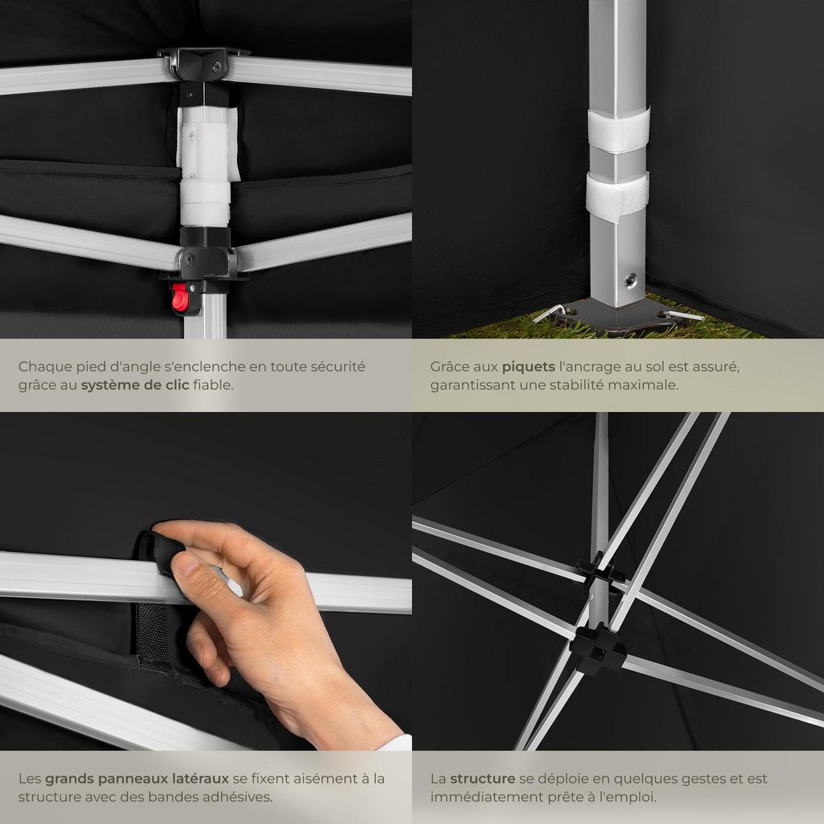 tectake Pavillon de jardin 6 x 3 m avec cadre en aluminium noir