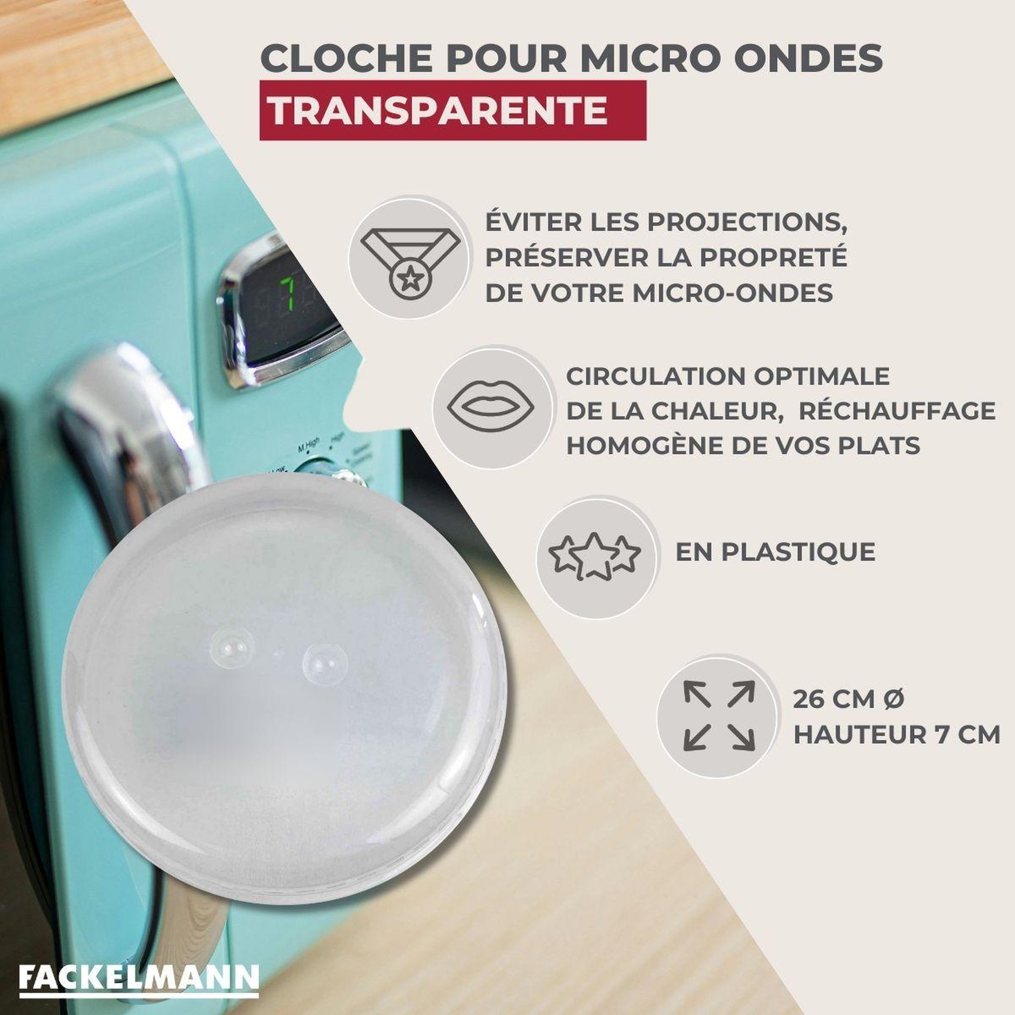 Voir la diapositive 3 : Fackelmann Couvercle pour micro-ondes fackelmann