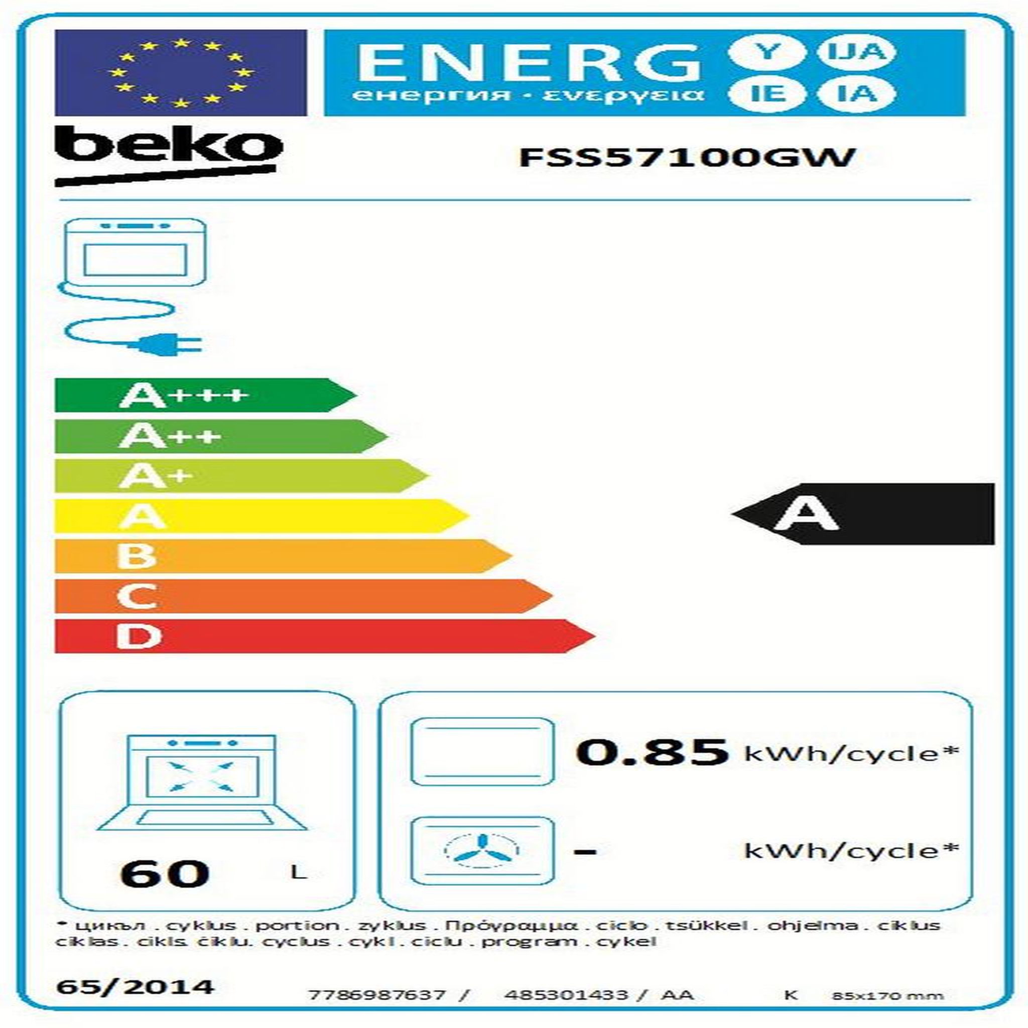 Voir la diapositive 2 : Beko Cuisinière vitrocéramique 60l 4 feux blanc - fss57100gw