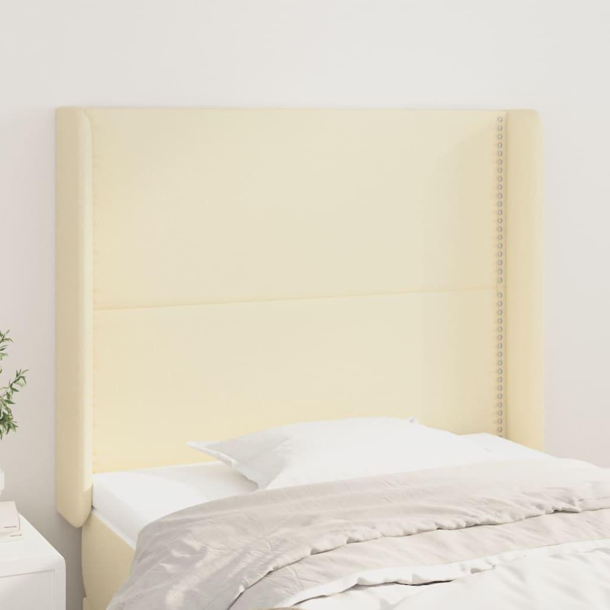Voir la diapositive 1 : VIDAXL Tete de lit avec oreilles Creme 83x16x118/128 cm Similicuir