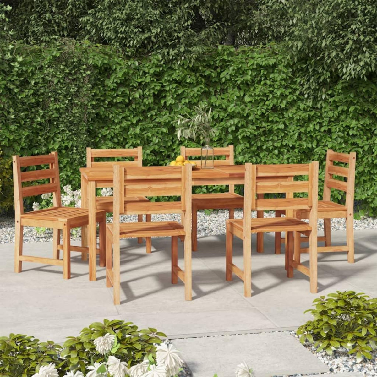 VIDAXL Ensemble a manger de jardin 7 pcs Bois de teck solide