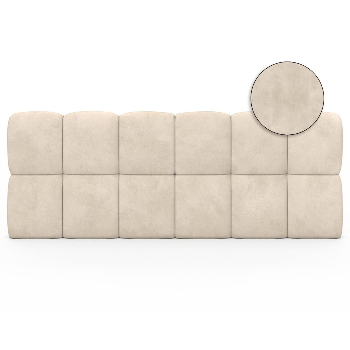 ID MARKET Tête de lit suspendue matelassée NUAGE velours beige 160 cm