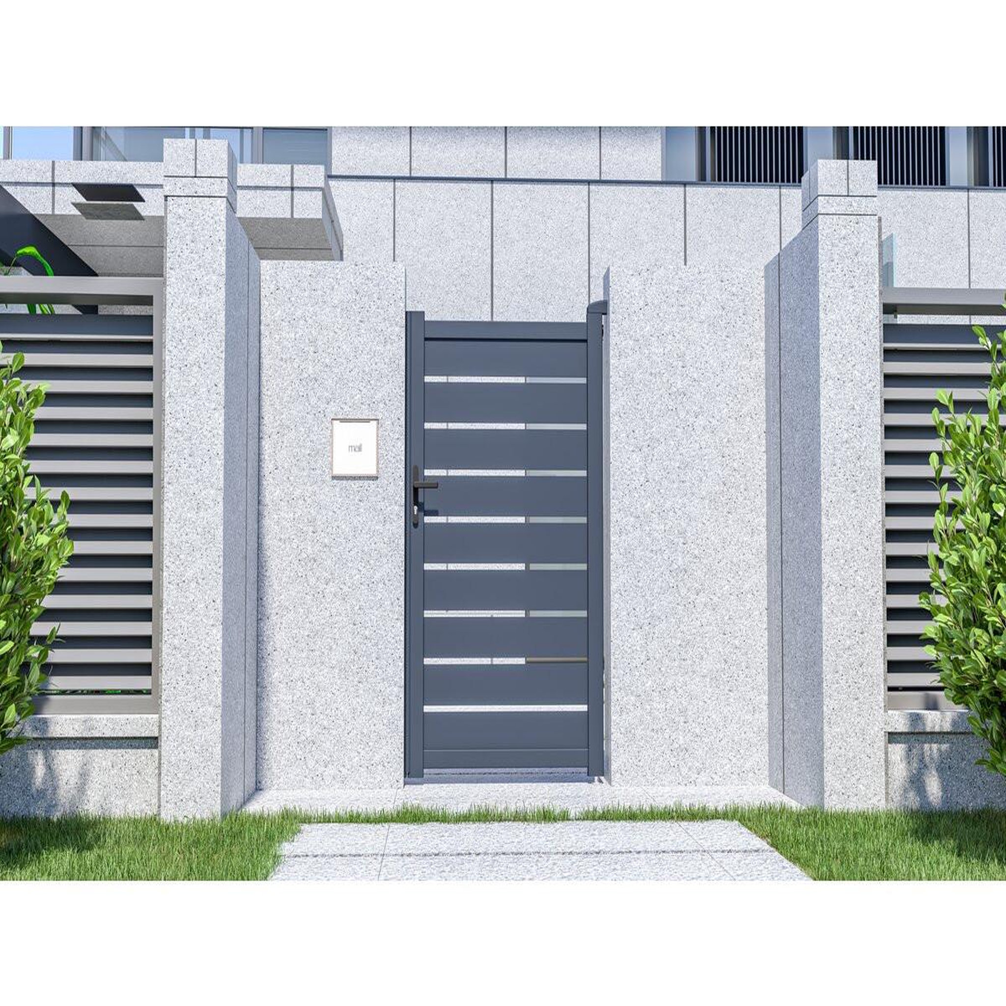 Voir la diapositive 2 : Habitat et Jardin Portillon en aluminium   Bastien  - 100 x 176 cm - Anthracite