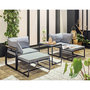 Voir la diapositive 5 : BEST MOBILIER Beyla – salon de jardin modulable en acier noir - 4 places - coussins gris