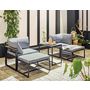 Voir la diapositive 5 : BEST MOBILIER Beyla – salon de jardin modulable en acier noir - 4 places - coussins gris