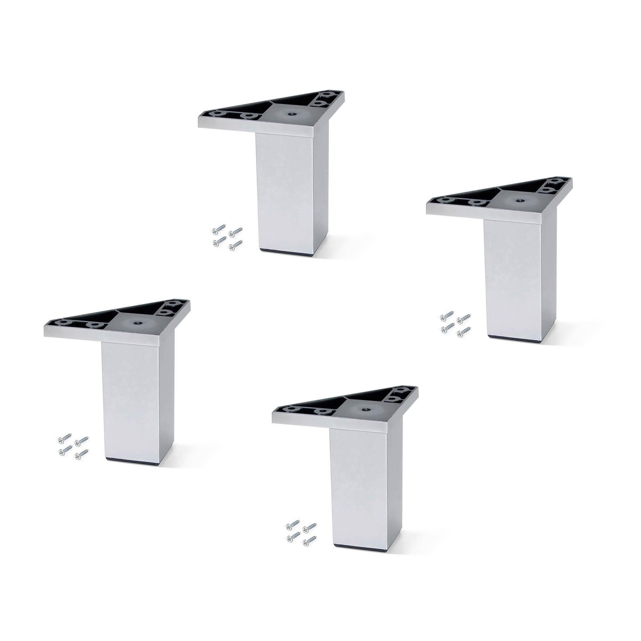 EMUCA SRL Lot de 4 pieds pour meuble Alumix 1 - hauteur 100mm - Plastique - chromé