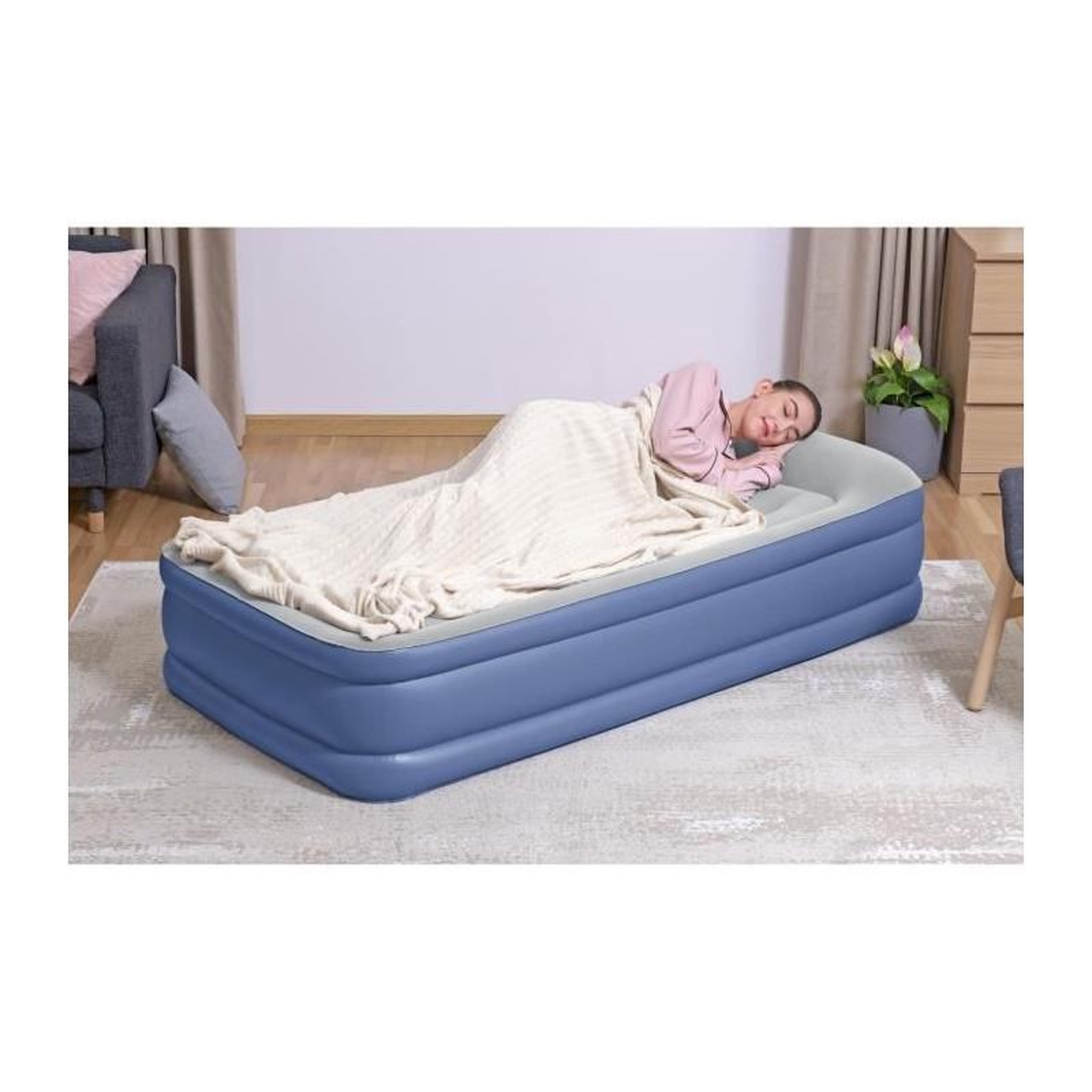 Voir la diapositive 4 : BESTWAY Lit gonflable - BESTWAY - 67628 - 1 place - 191 x 97 x 46 cm, pompe électrique intégrée, cadre de lit