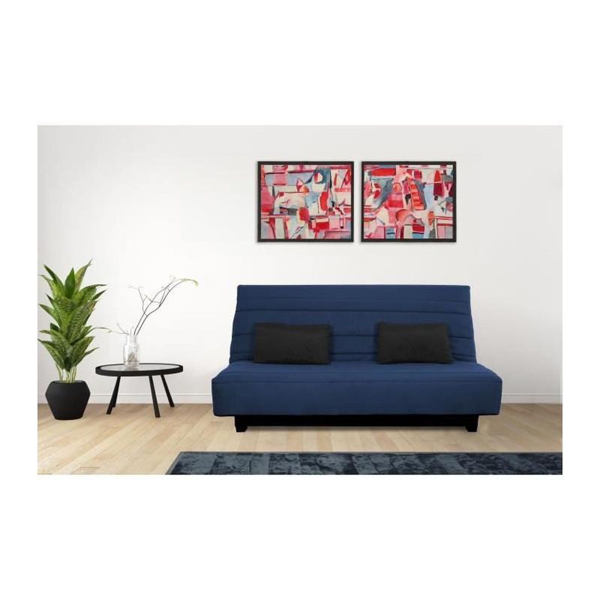 Voir la diapositive 2 : DUNLOPILLO DUNLOPILLO Banquette clic clac 2 places - Marine - ReVEUR