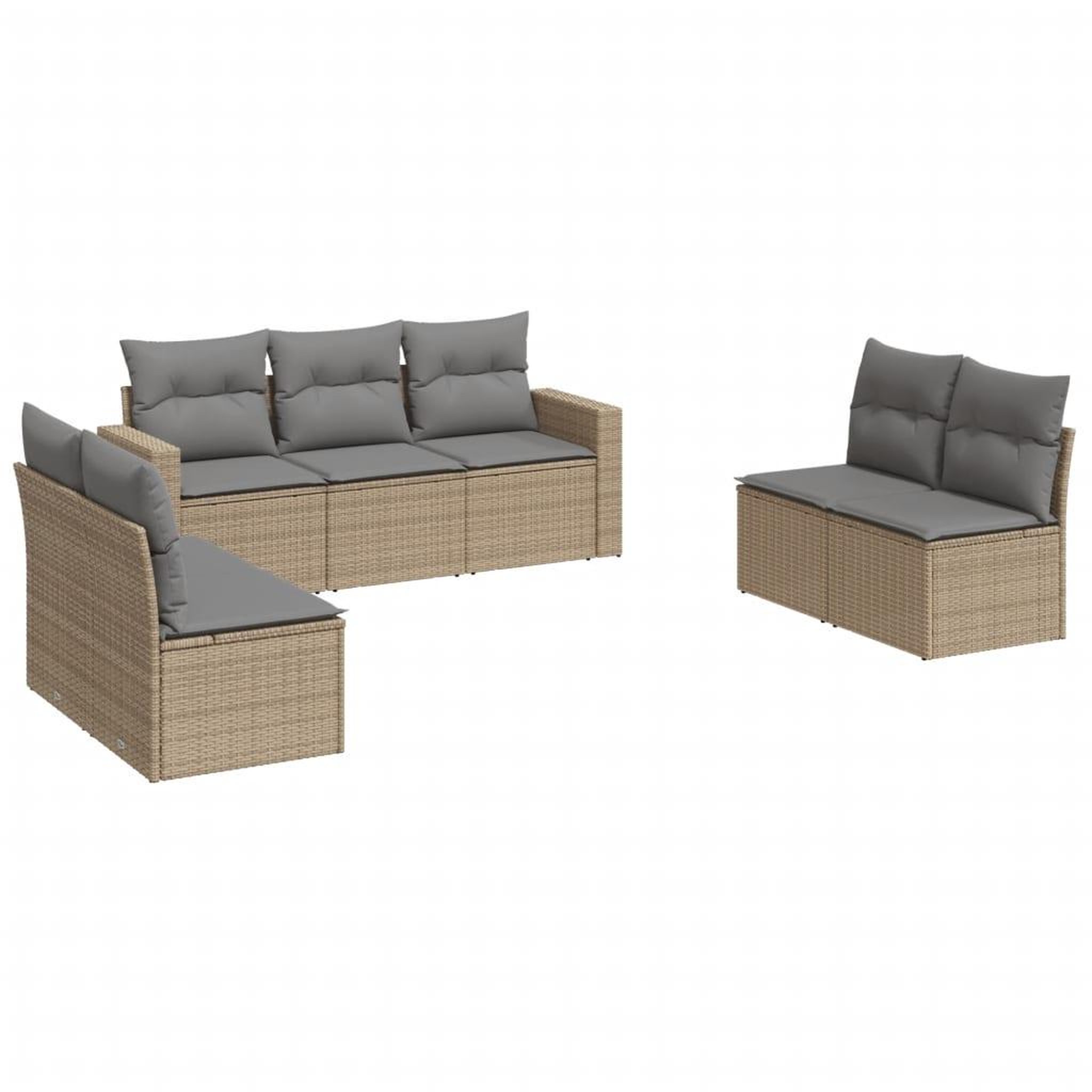 Voir la diapositive 2 : VIDAXL Salon de jardin avec coussins 7 pcs beige resine tressee