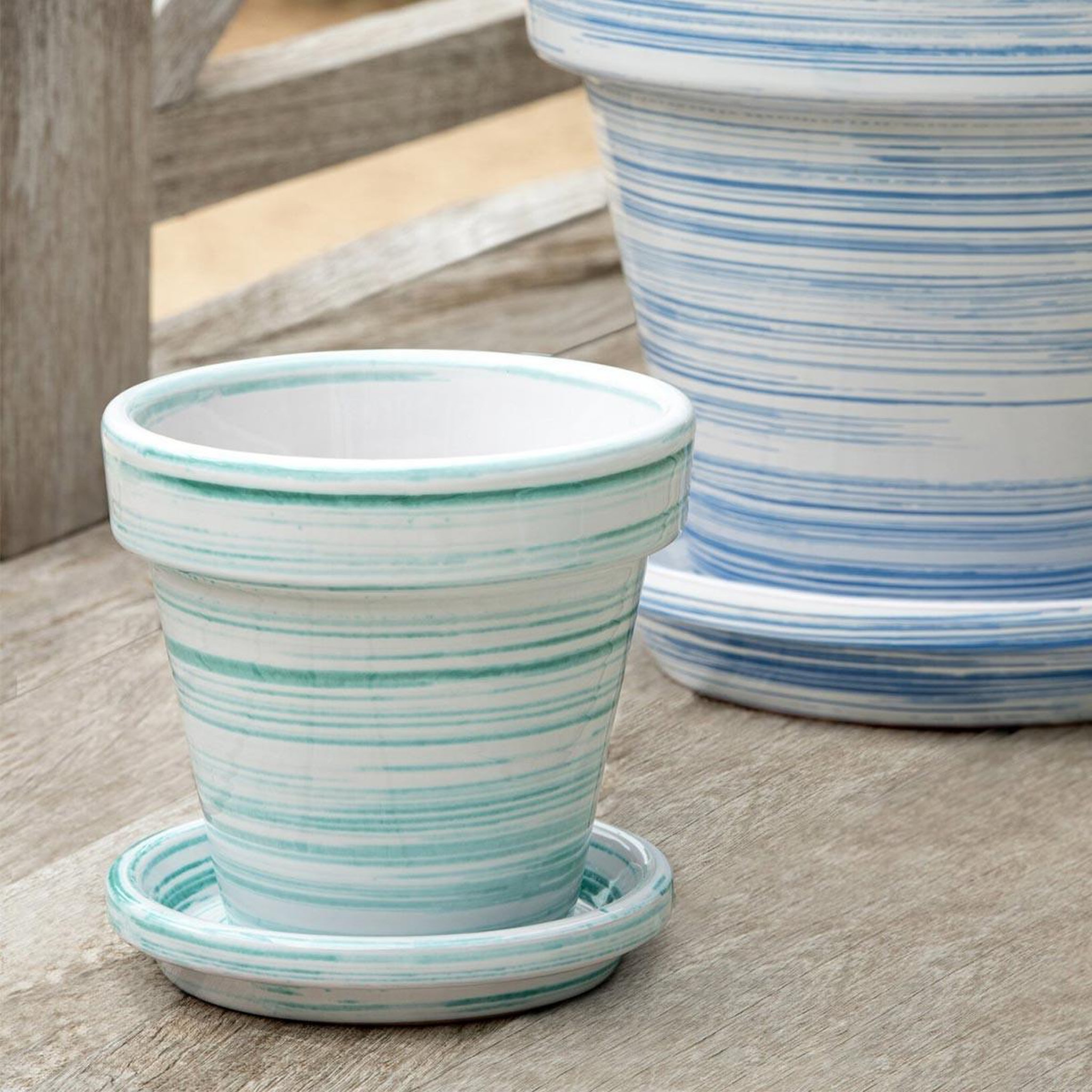 Voir la diapositive 4 : J-LINE Cache-pot avec soucoupe  julio  21cm vert menthe