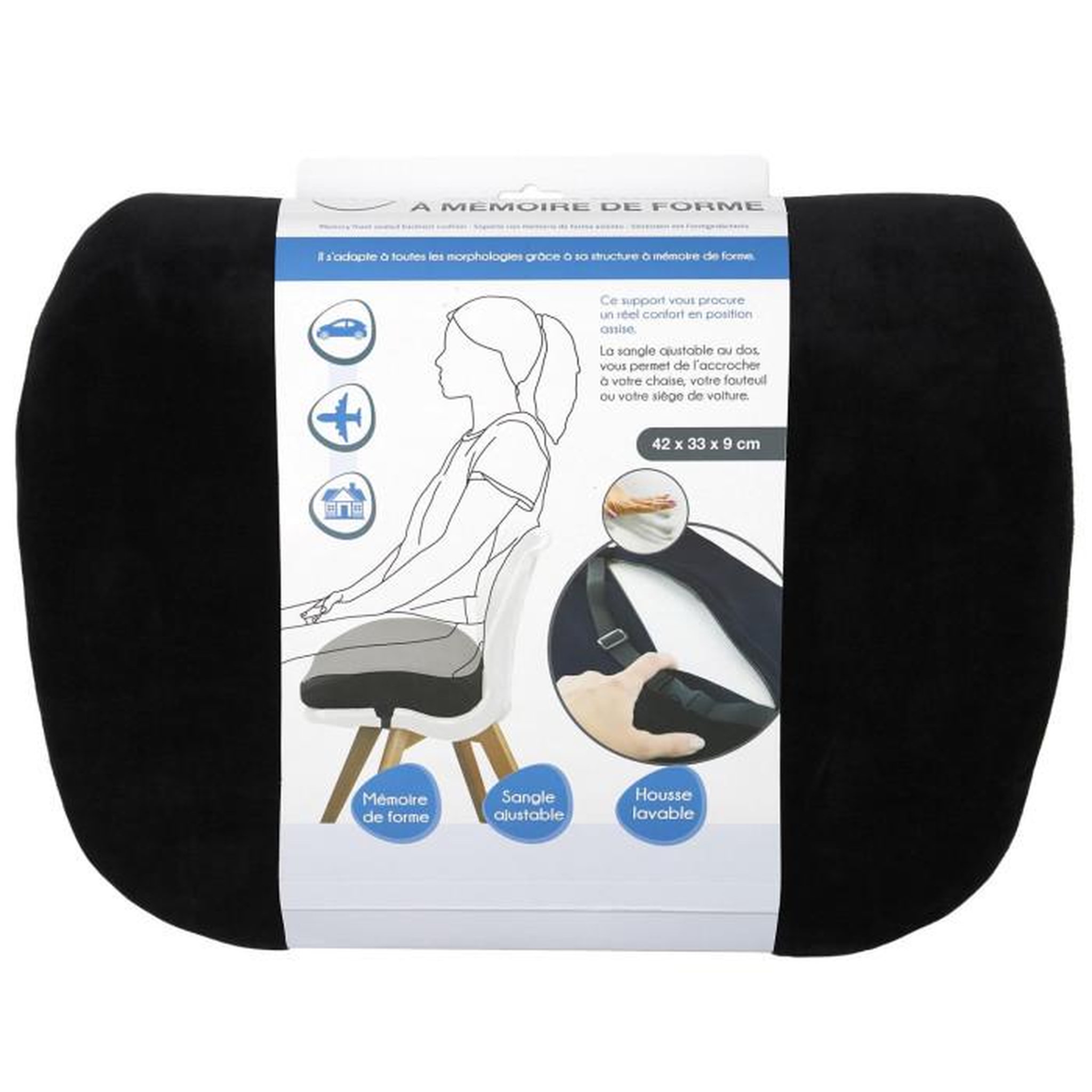 Voir la diapositive 5 : SENSLY Coussin d'assise  mémoire de forme  42cm marron
