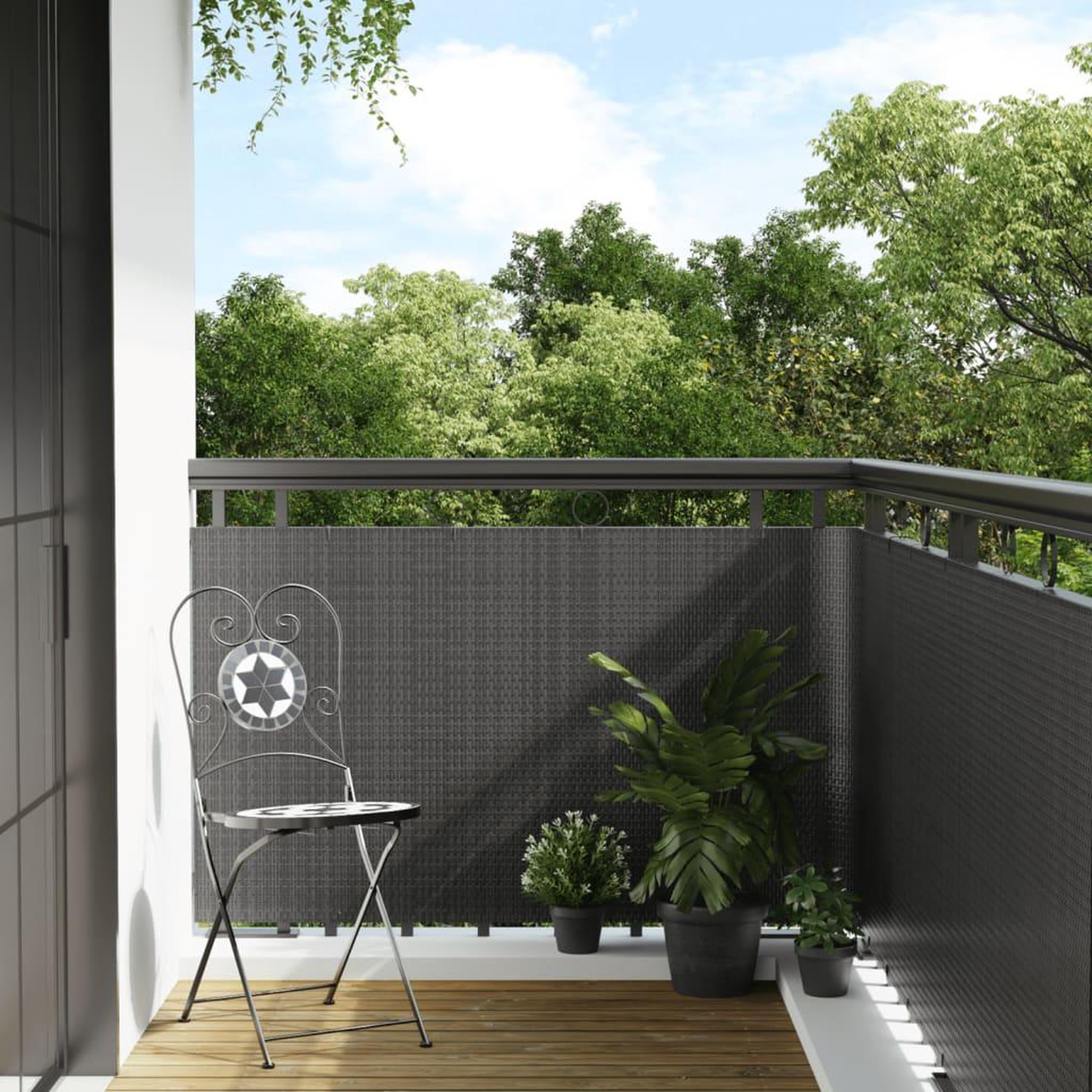 VIDAXL Paravent de balcon anthracite 1000x90 cm resine tressee