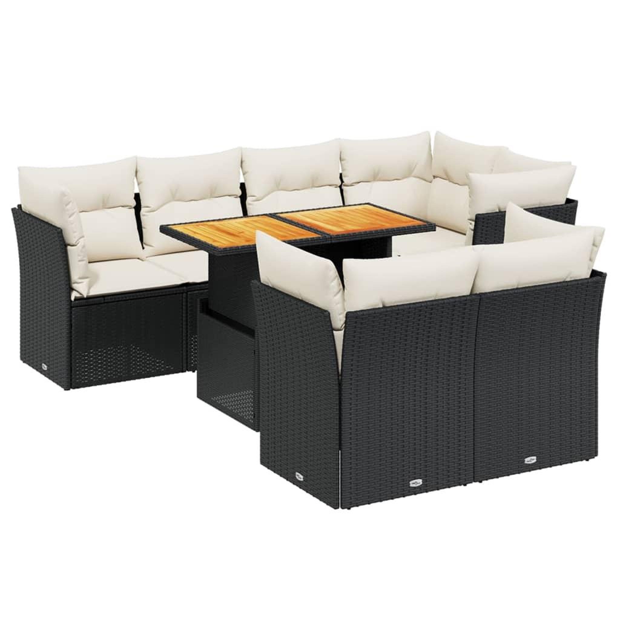 Voir la diapositive 2 : VIDAXL Salon de jardin 8 pcs avec coussins noir resine tressee