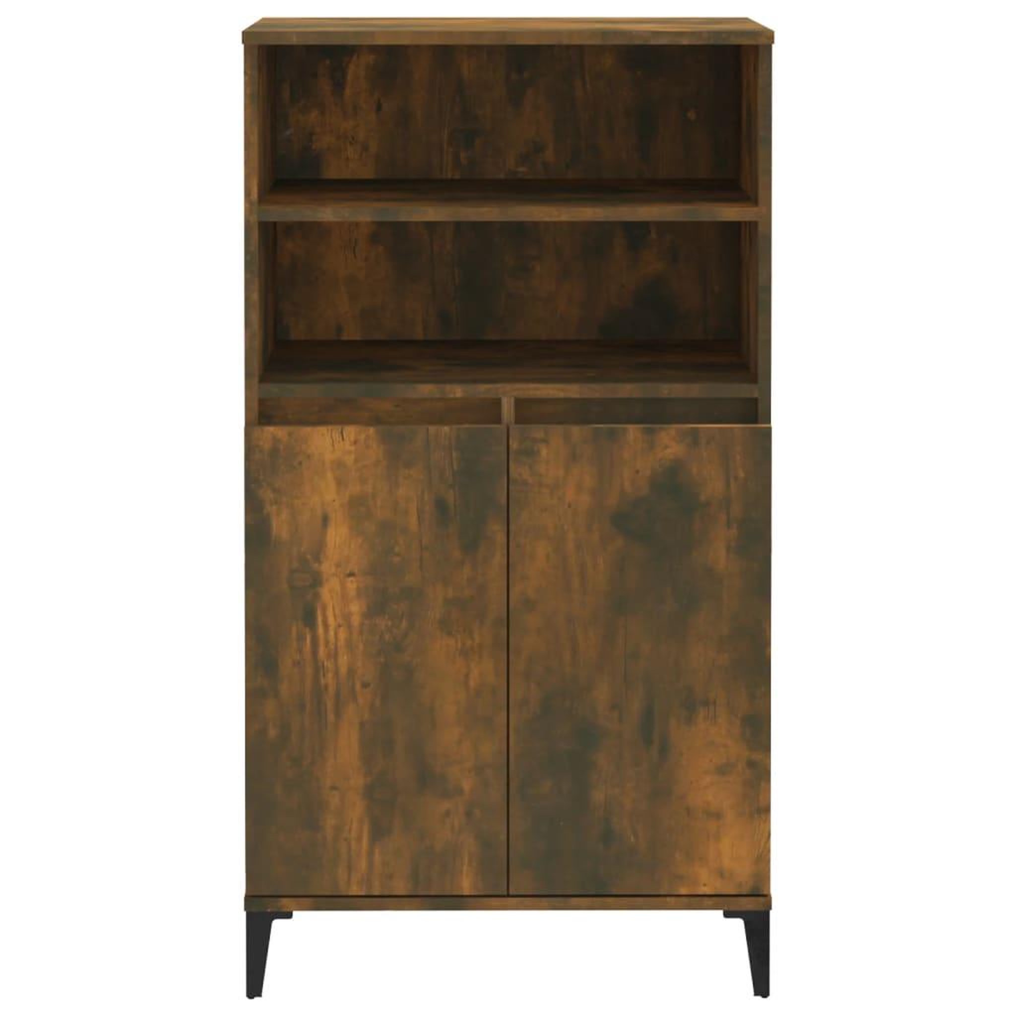 Voir la diapositive 3 : VIDAXL Buffet haut Chene fume 60x36x110 cm Bois d'ingenierie