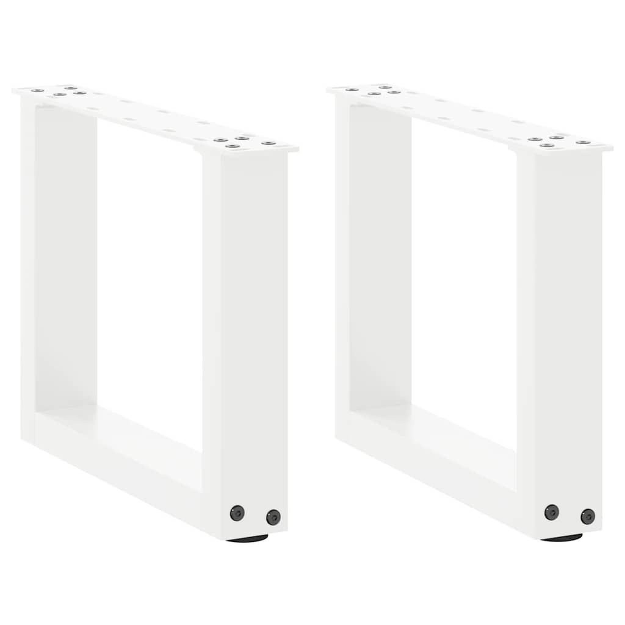 VIDAXL Pieds de table basse forme de U 2 pcs blanc 40x(30-31) cm acier