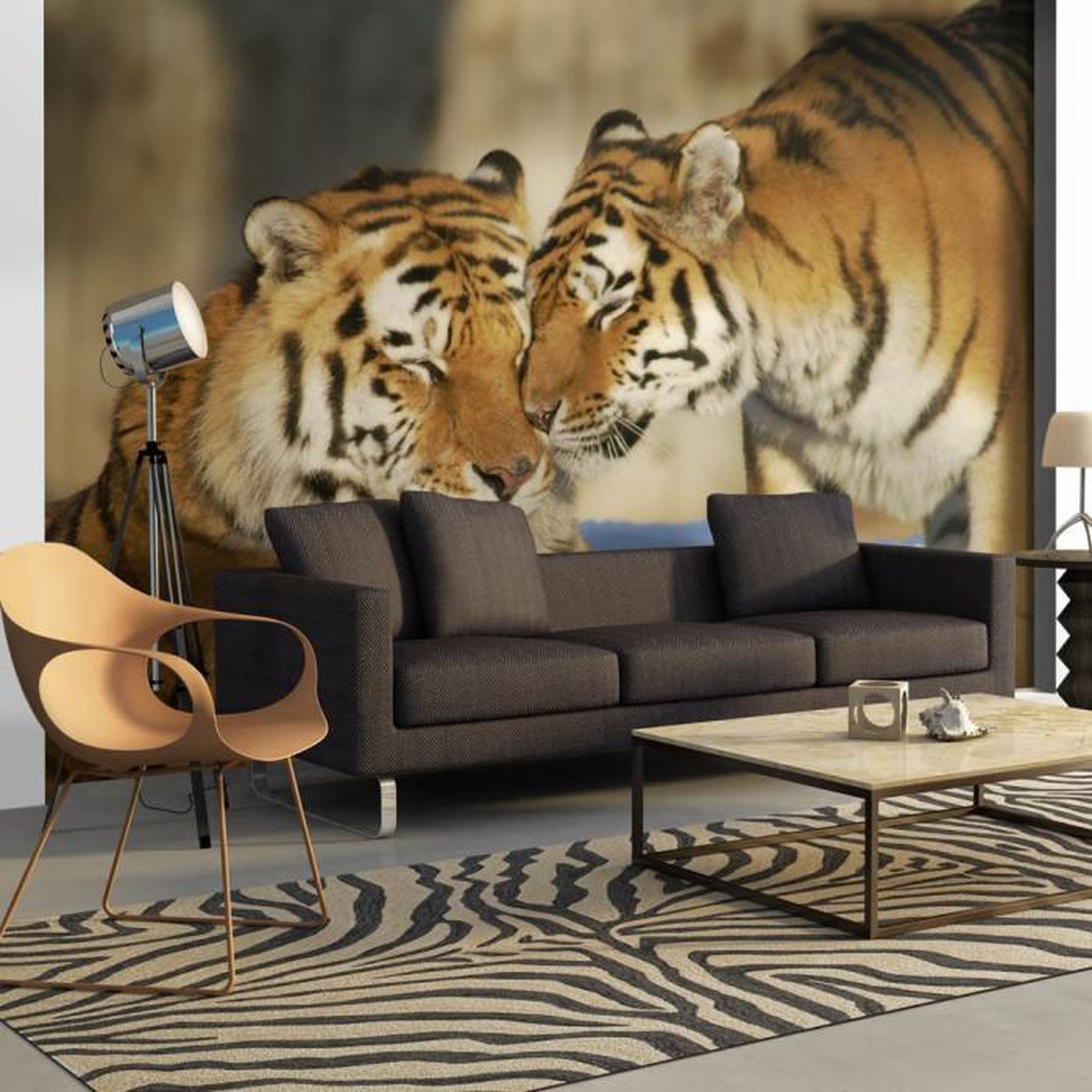 Paris Prix Papier Peint  Tigres : l'amour Inconditionnel. Coloris disponibles : Multicolore